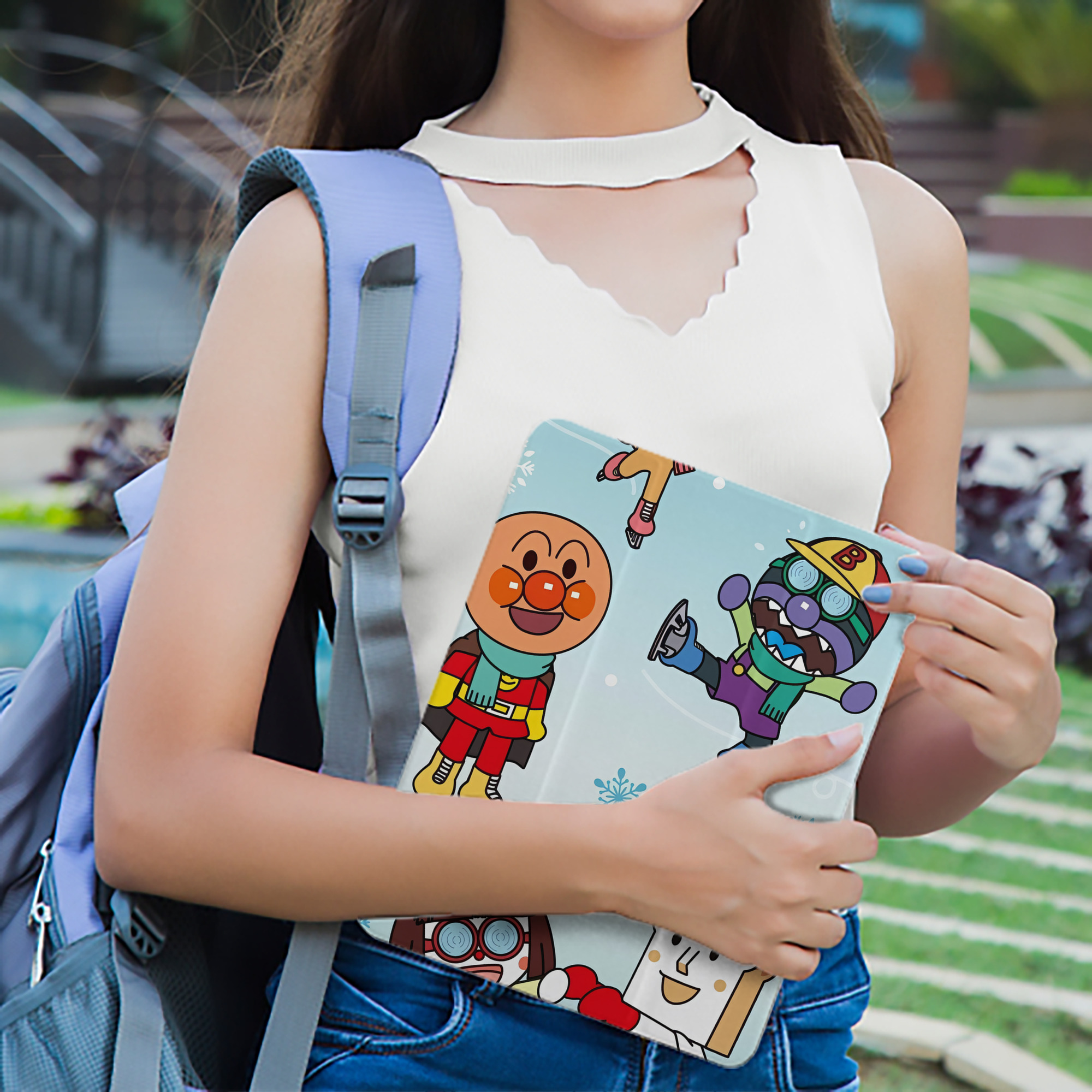 アンパンマン Anpanman IPad ケース ペン収納付き 三つ折りスタンド PUレザー×シリコン 対応機種9.5/10.5/10.9インチ