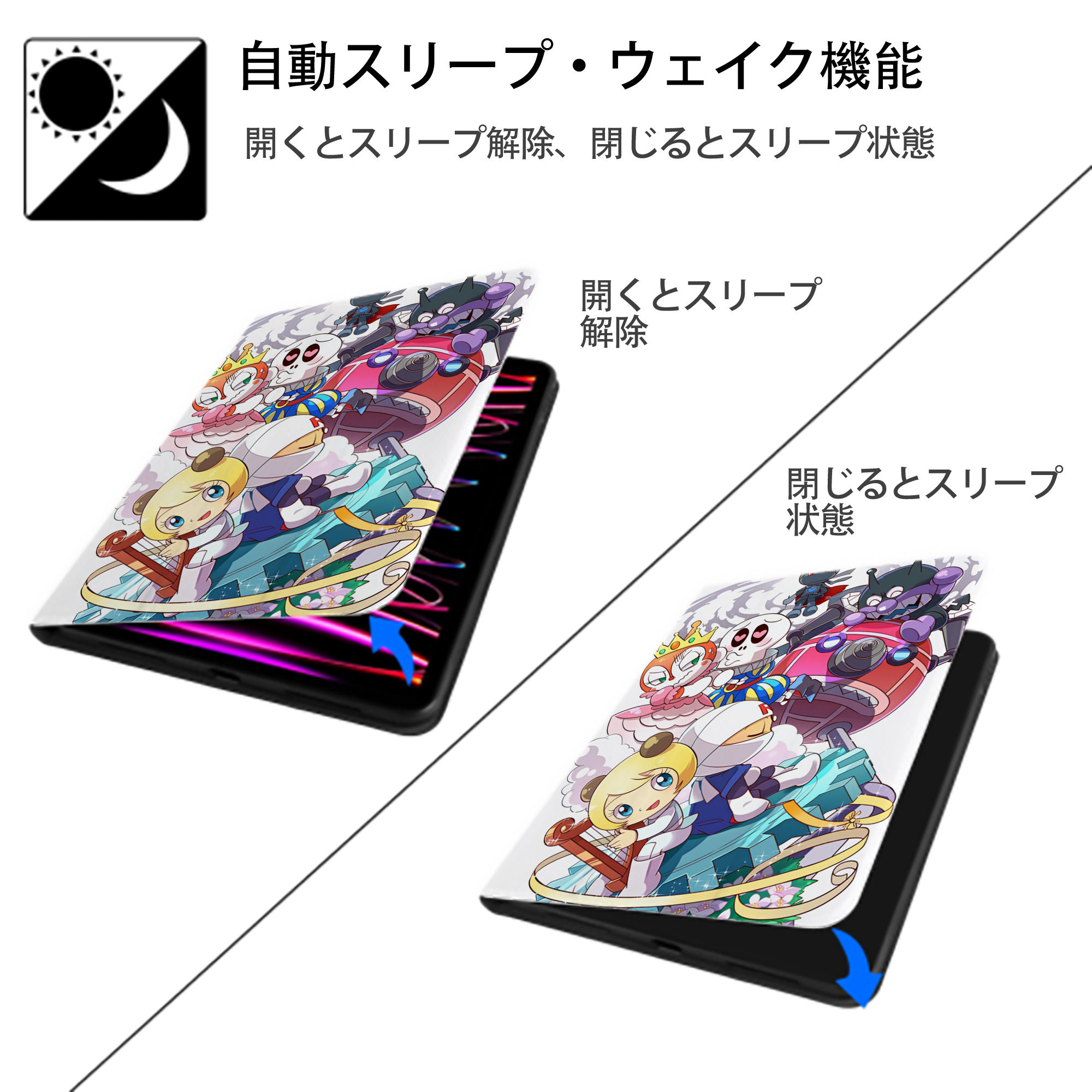 アンパンマン Anpanman IPad ケース ペン収納付き 三つ折りスタンド PUレザー×シリコン 対応機種9.5/10.5/10.9インチ