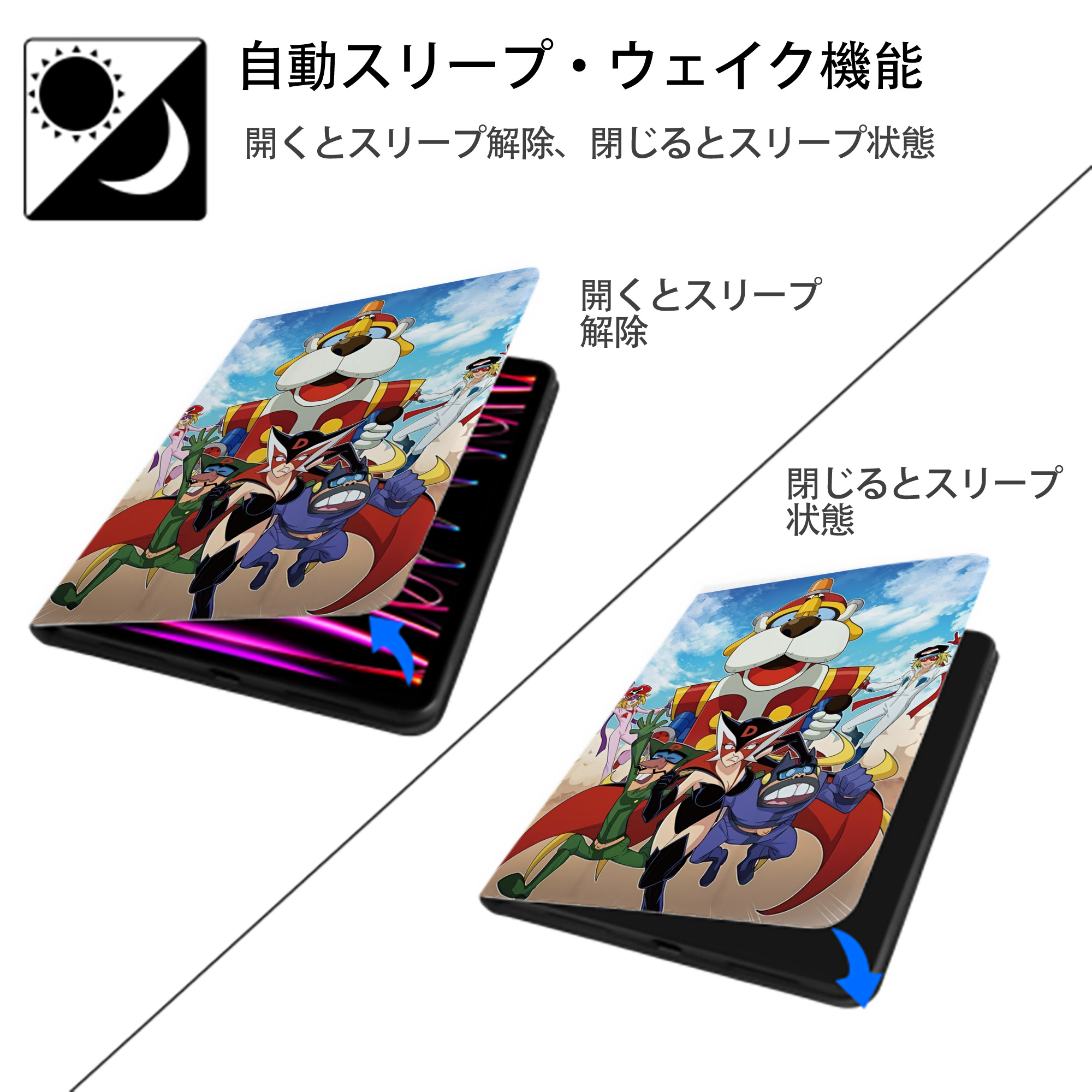 アンパンマン Anpanman IPad ケース ペン収納付き 三つ折りスタンド PUレザー×シリコン 対応機種9.5/10.5/10.9インチ