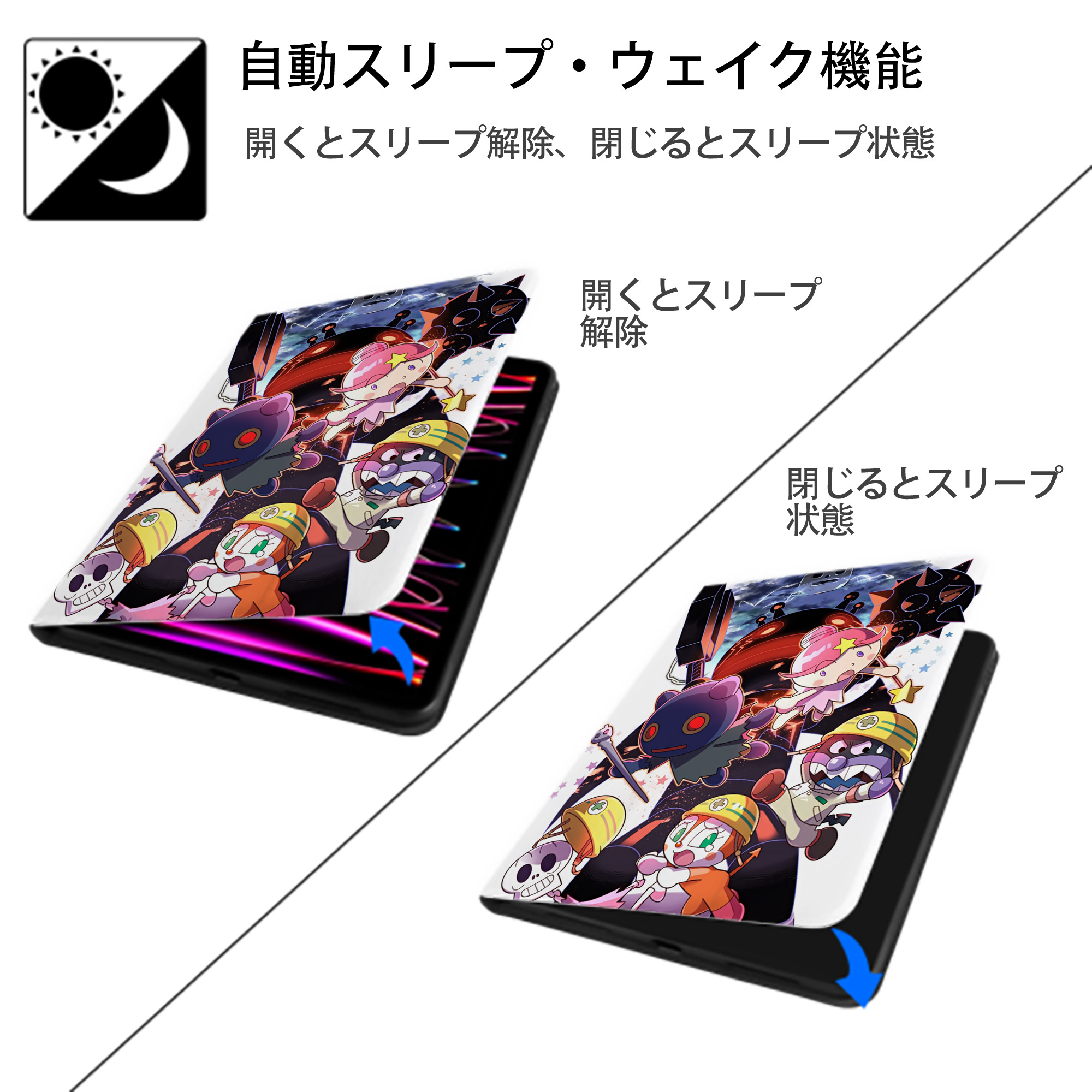 アンパンマン Anpanman IPad ケース ペン収納付き 三つ折りスタンド PUレザー×シリコン 対応機種9.5/10.5/10.9インチ