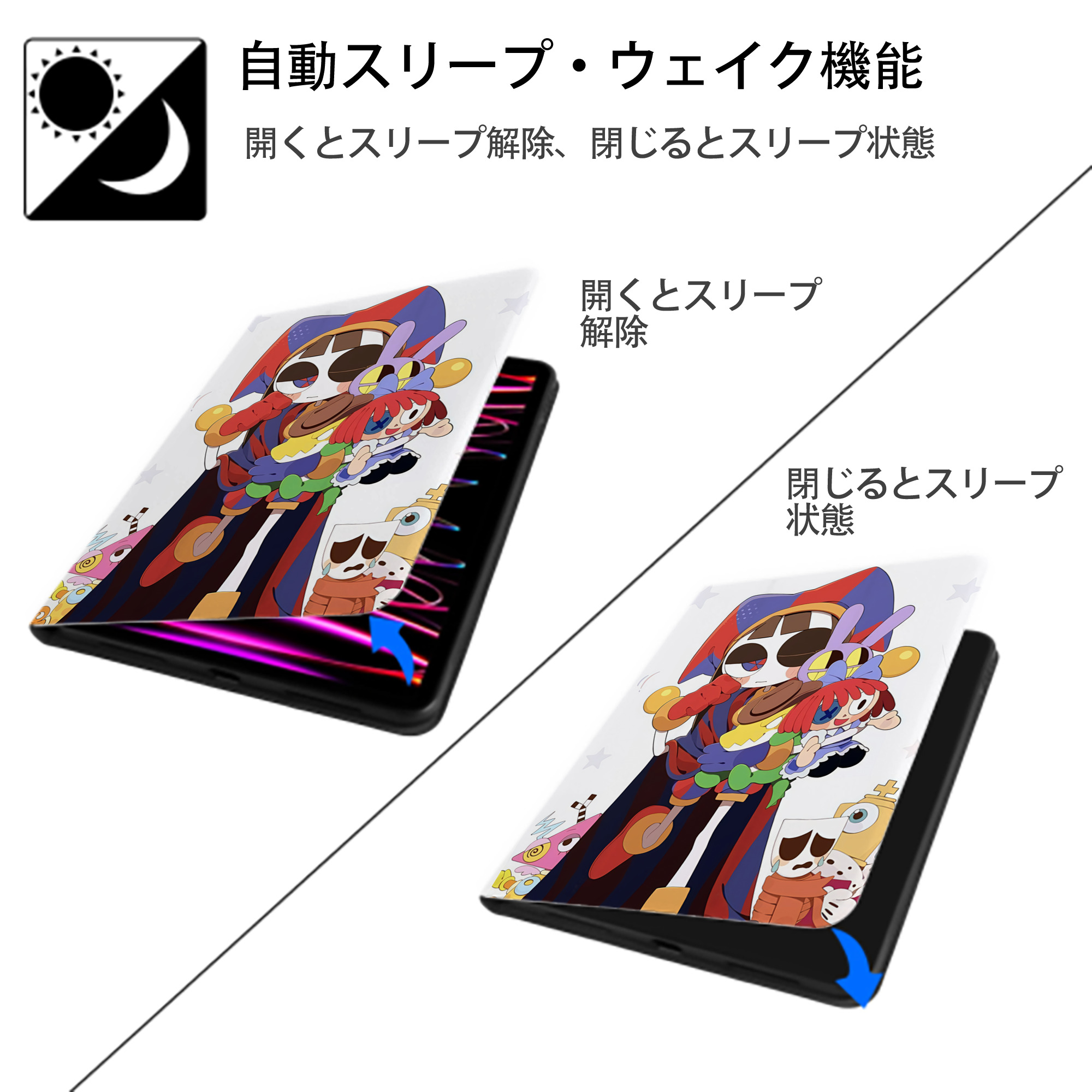 アンパンマン Anpanman IPad ケース ペン収納付き 三つ折りスタンド PUレザー×シリコン 対応機種9.5/10.5/10.9インチ
