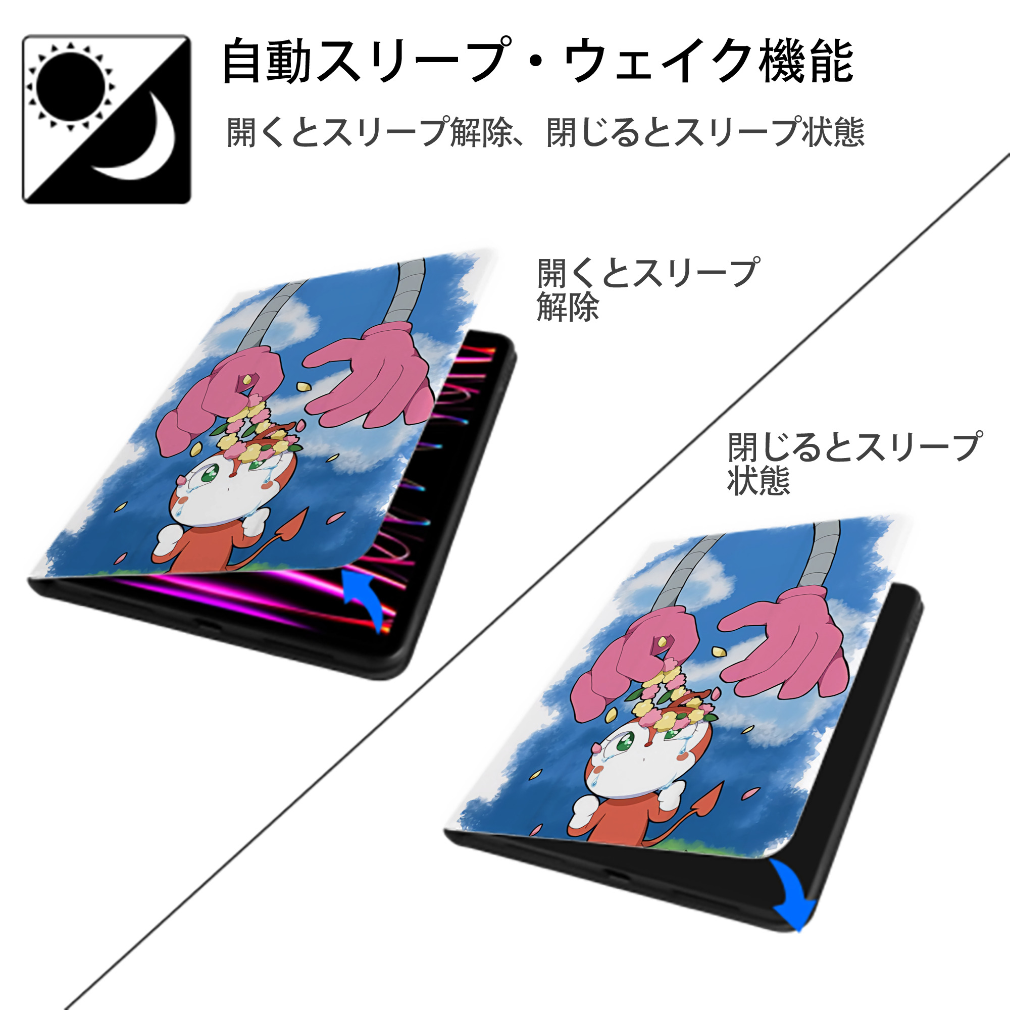 アンパンマン Anpanman IPad ケース ペン収納付き 三つ折りスタンド PUレザー×シリコン 対応機種9.5/10.5/10.9インチ