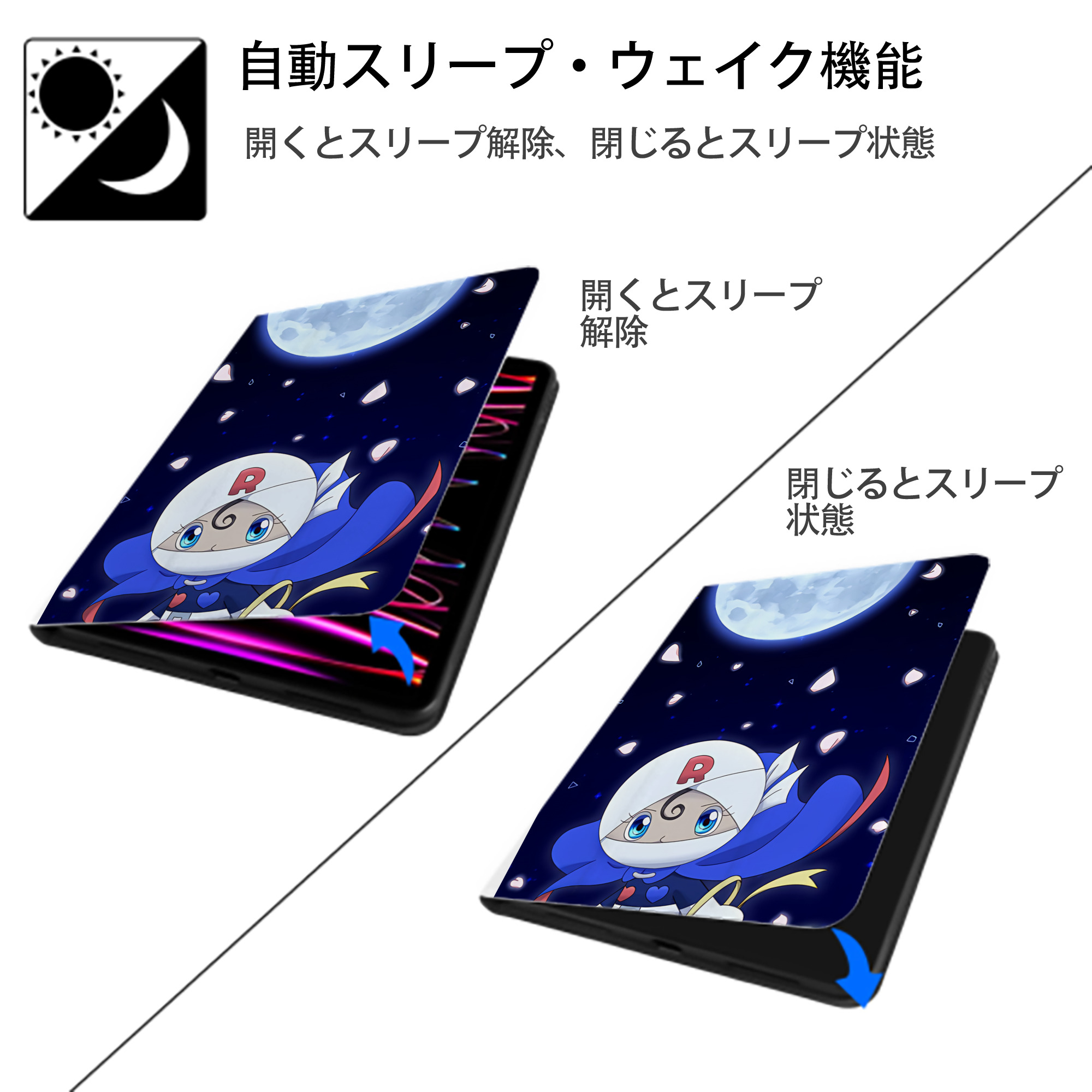 アンパンマン Anpanman IPad ケース ペン収納付き 三つ折りスタンド PUレザー×シリコン 対応機種9.5/10.5/10.9インチ