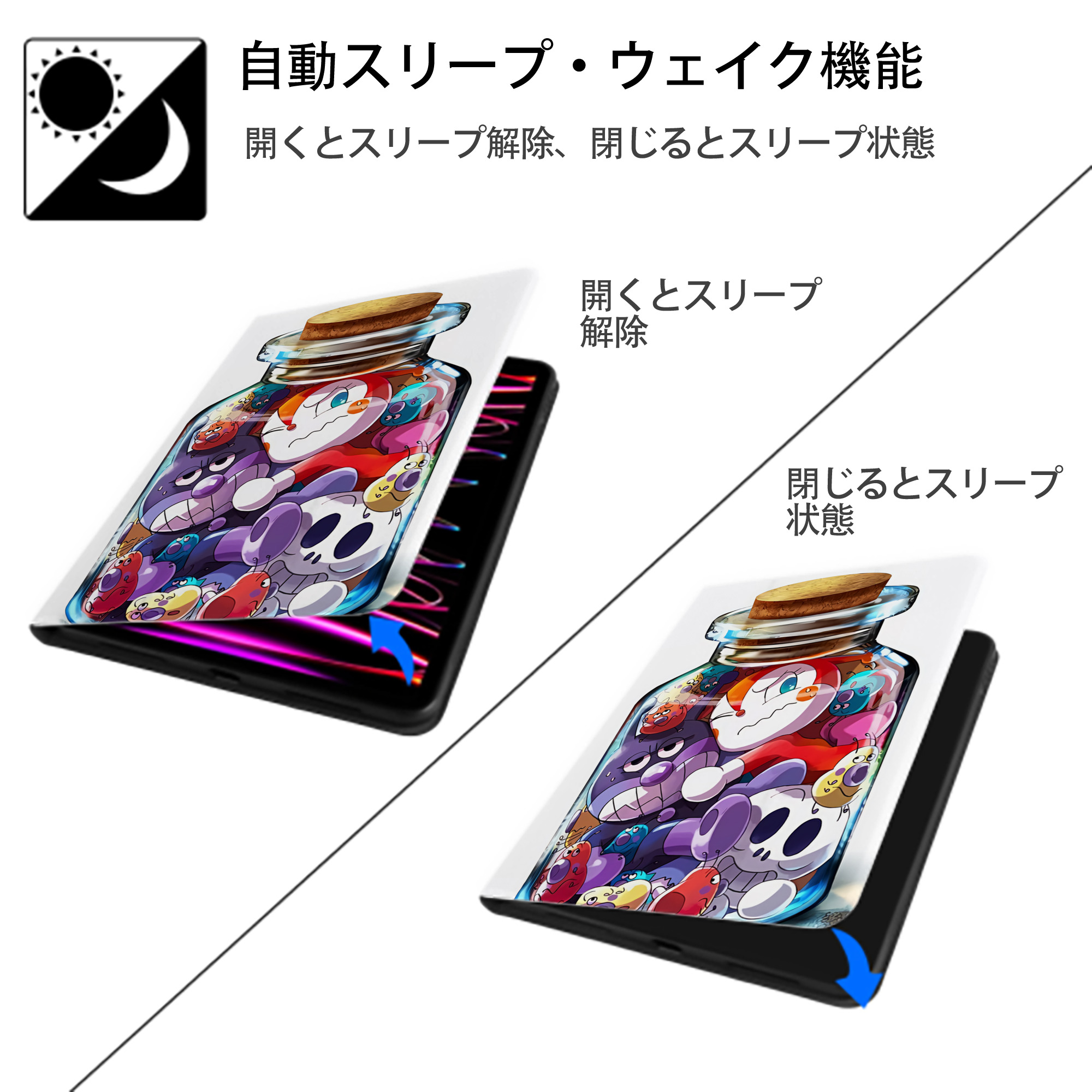 アンパンマン Anpanman IPad ケース ペン収納付き 三つ折りスタンド PUレザー×シリコン 対応機種9.5/10.5/10.9インチ