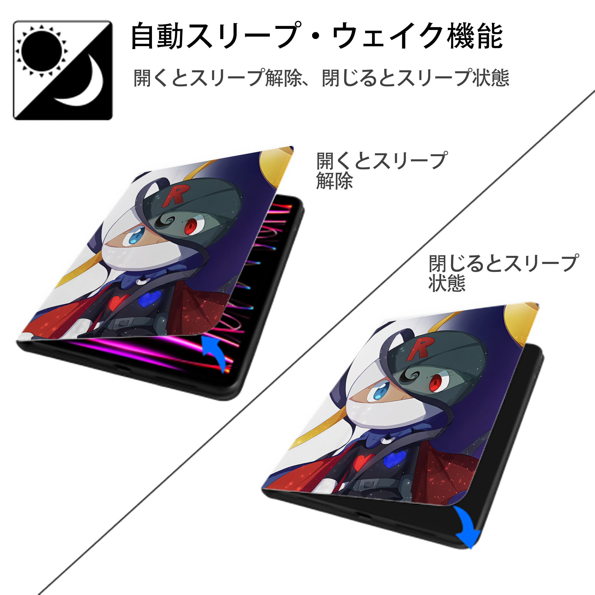 アンパンマン Anpanman IPad ケース ペン収納付き 三つ折りスタンド PUレザー×シリコン 対応機種9.5/10.5/10.9インチ