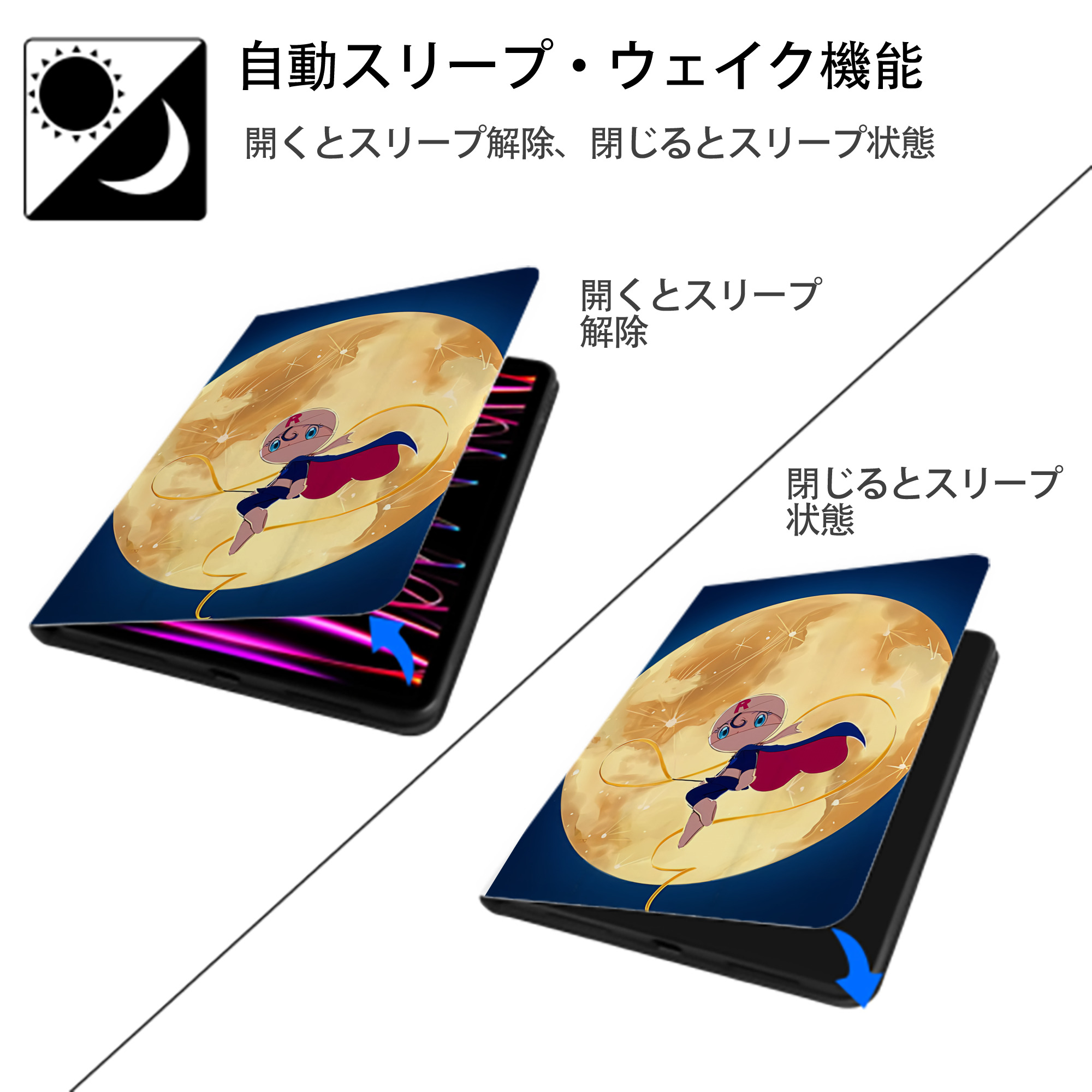 アンパンマン Anpanman IPad ケース ペン収納付き 三つ折りスタンド PUレザー×シリコン 対応機種9.5/10.5/10.9インチ