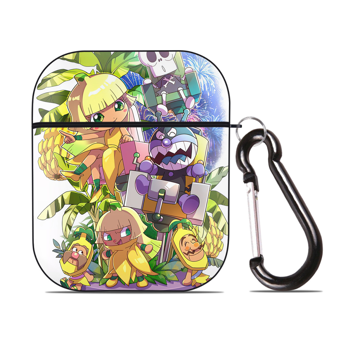 （画像用） アンパンマン Anpanman AirPods 第2世代保護ケース ハードシェル ブラック 耐衝撃・防指紋・カラビナ付き