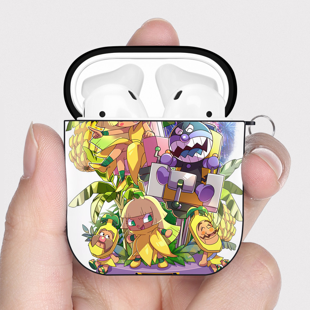 （画像用） アンパンマン Anpanman AirPods 第2世代保護ケース ハードシェル ブラック 耐衝撃・防指紋・カラビナ付き