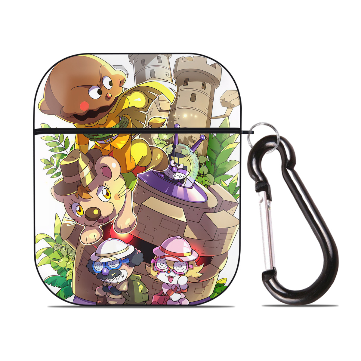 （画像用） アンパンマン Anpanman AirPods 第2世代保護ケース ハードシェル ブラック 耐衝撃・防指紋・カラビナ付き