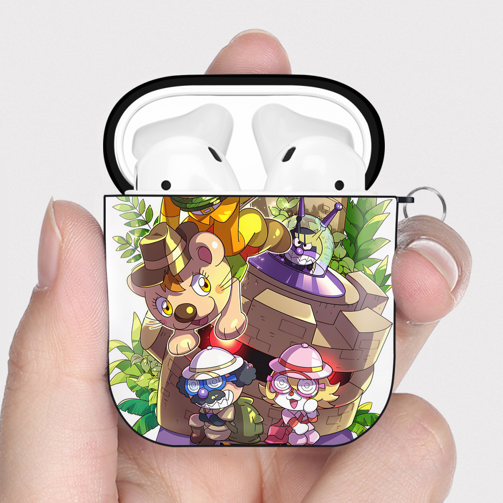 （画像用） アンパンマン Anpanman AirPods 第2世代保護ケース ハードシェル ブラック 耐衝撃・防指紋・カラビナ付き