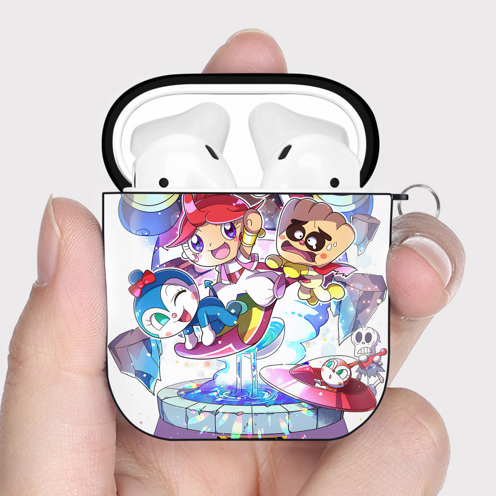 （画像用） アンパンマン Anpanman AirPods 第2世代保護ケース ハードシェル ブラック 耐衝撃・防指紋・カラビナ付き