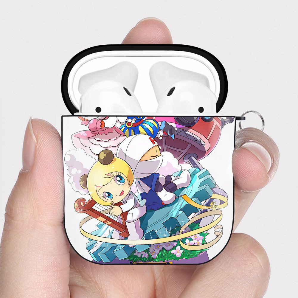 （画像用） アンパンマン Anpanman AirPods 第2世代保護ケース ハードシェル ブラック 耐衝撃・防指紋・カラビナ付き