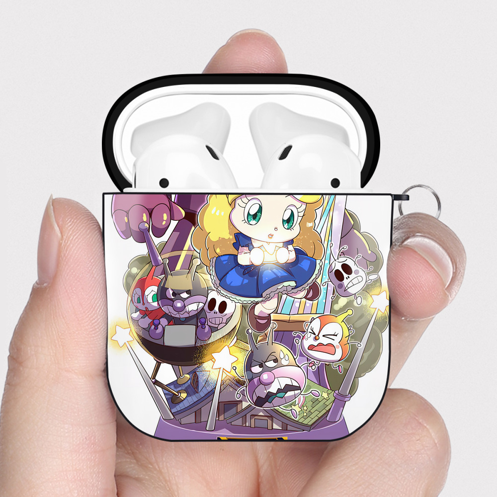 （画像用） アンパンマン Anpanman AirPods 第2世代保護ケース ハードシェル ブラック 耐衝撃・防指紋・カラビナ付き