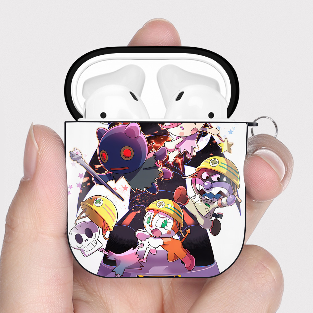 （画像用） アンパンマン Anpanman AirPods 第2世代保護ケース ハードシェル ブラック 耐衝撃・防指紋・カラビナ付き