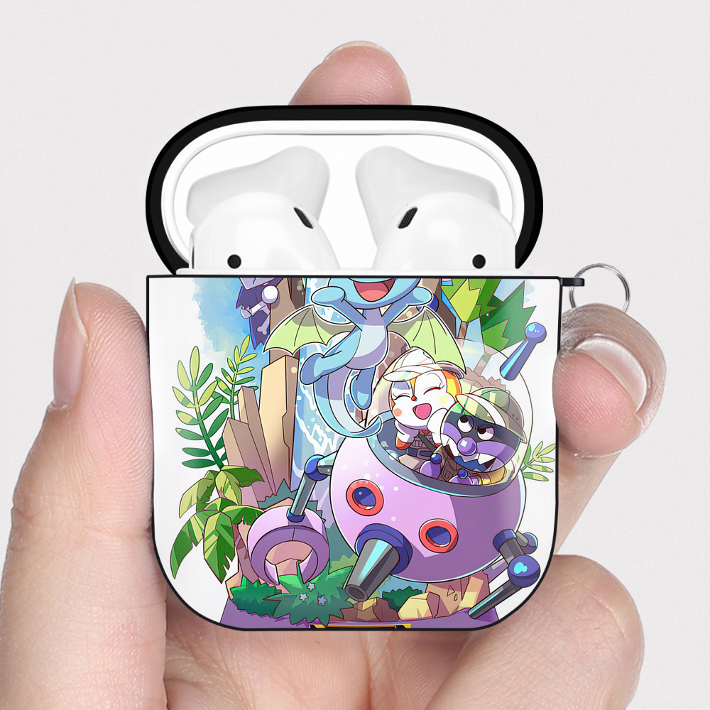 （画像用） アンパンマン Anpanman AirPods 第2世代保護ケース ハードシェル ブラック 耐衝撃・防指紋・カラビナ付き