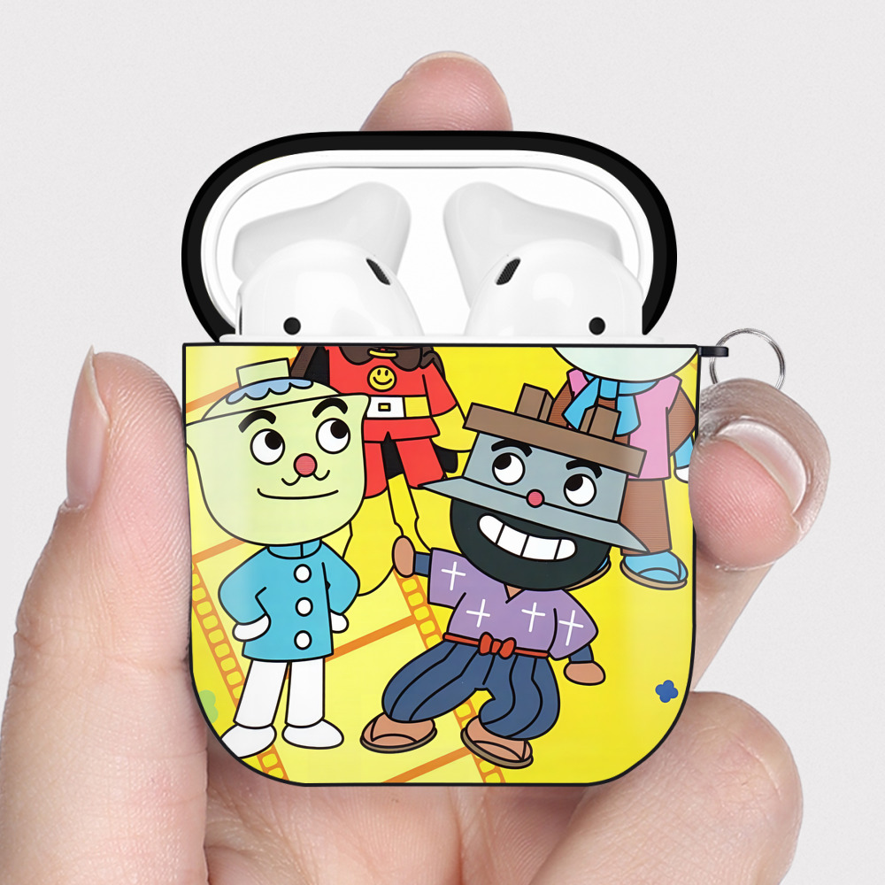 （画像用） アンパンマン Anpanman AirPods 第2世代保護ケース ハードシェル ブラック 耐衝撃・防指紋・カラビナ付き