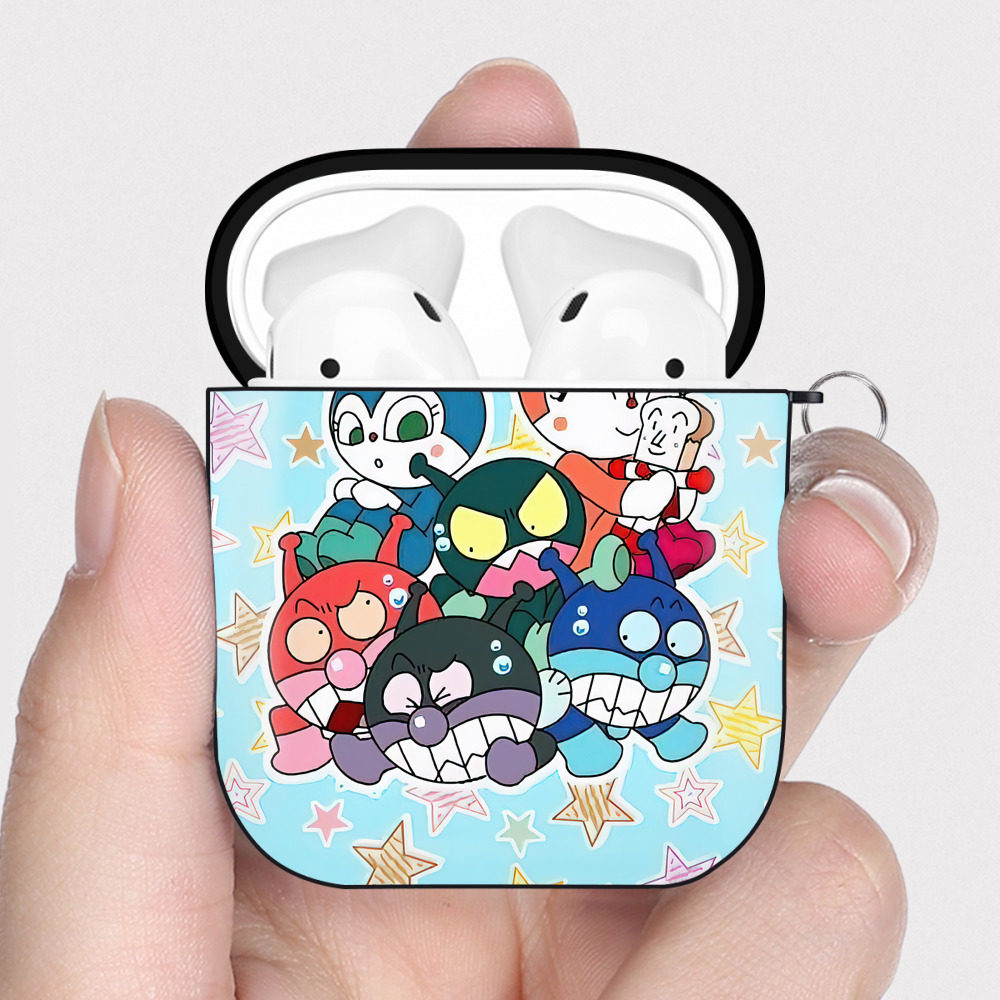 （画像用） アンパンマン Anpanman AirPods 第2世代保護ケース ハードシェル ブラック 耐衝撃・防指紋・カラビナ付き