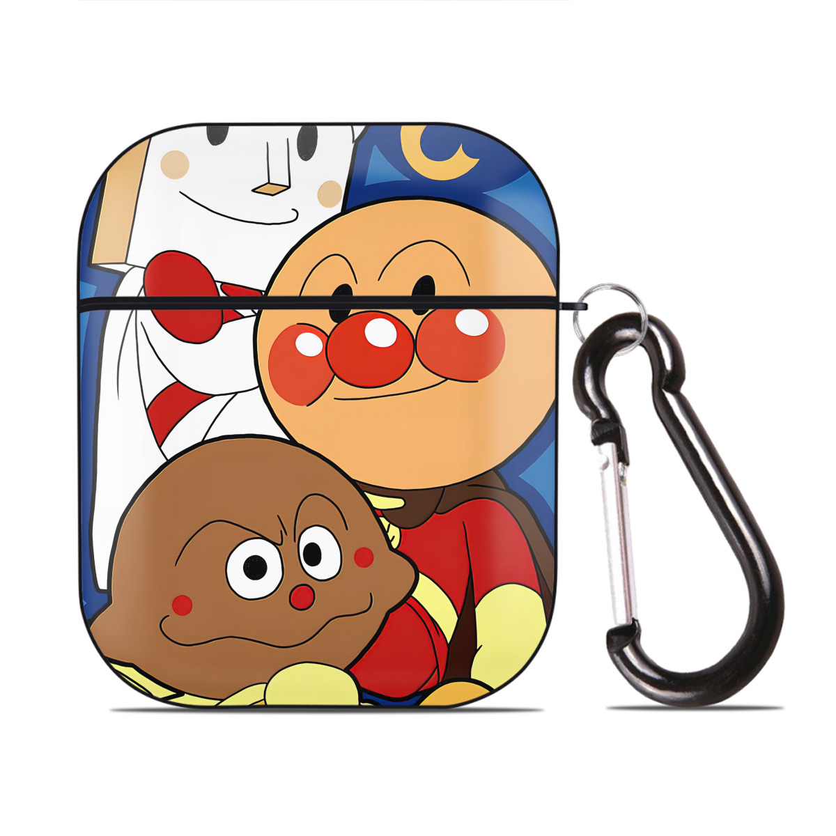 （画像用） アンパンマン Anpanman AirPods 第2世代保護ケース ハードシェル ブラック 耐衝撃・防指紋・カラビナ付き