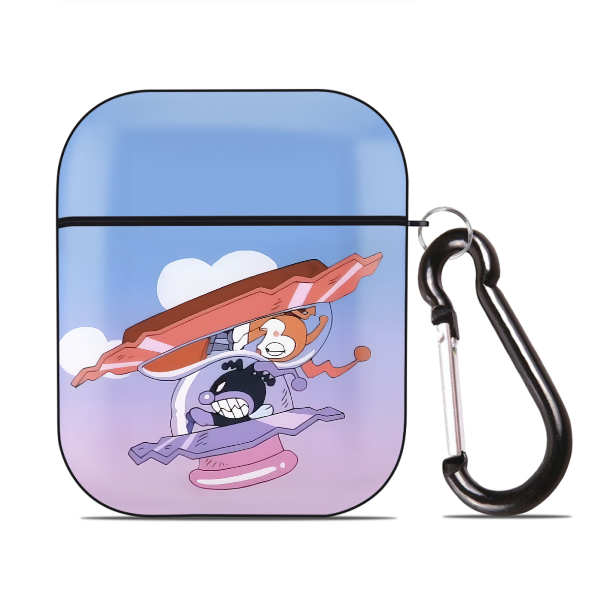 （画像用） アンパンマン Anpanman AirPods 第2世代保護ケース ハードシェル ブラック 耐衝撃・防指紋・カラビナ付き