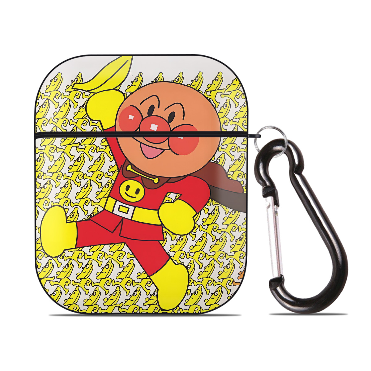 （画像用） アンパンマン Anpanman AirPods 第2世代保護ケース ハードシェル ブラック 耐衝撃・防指紋・カラビナ付き