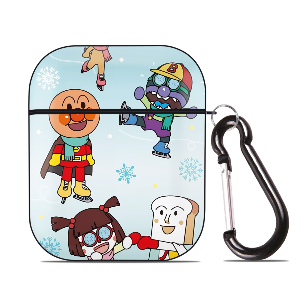 （画像用） アンパンマン Anpanman AirPods 第2世代保護ケース ハードシェル ブラック 耐衝撃・防指紋・カラビナ付き