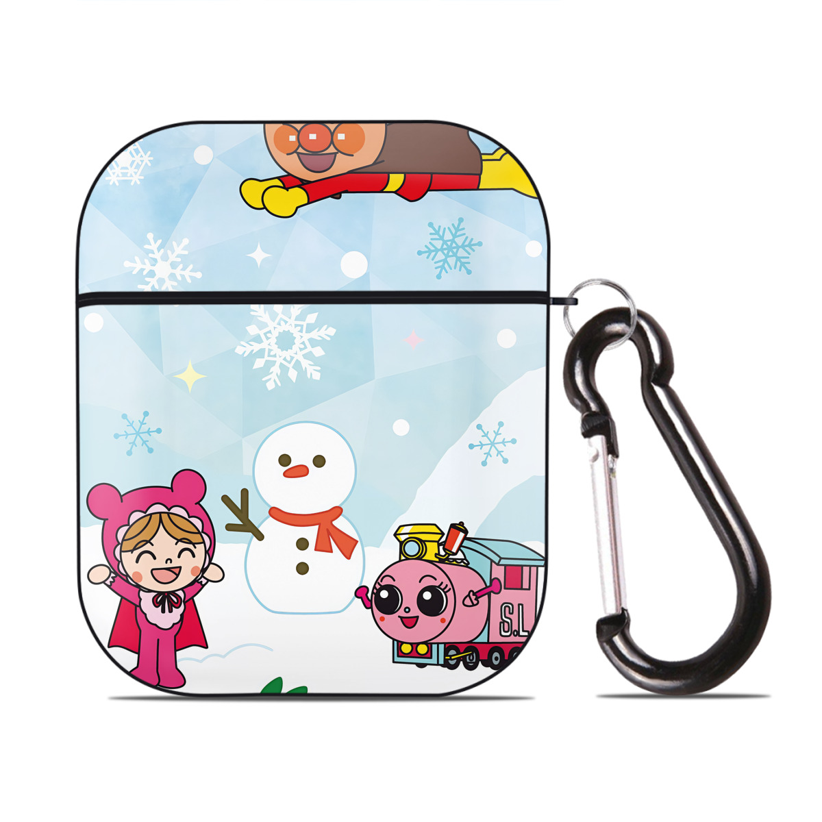 （画像用） アンパンマン Anpanman AirPods 第2世代保護ケース ハードシェル ブラック 耐衝撃・防指紋・カラビナ付き