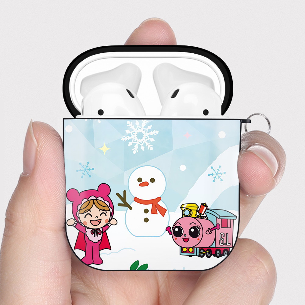 （画像用） アンパンマン Anpanman AirPods 第2世代保護ケース ハードシェル ブラック 耐衝撃・防指紋・カラビナ付き