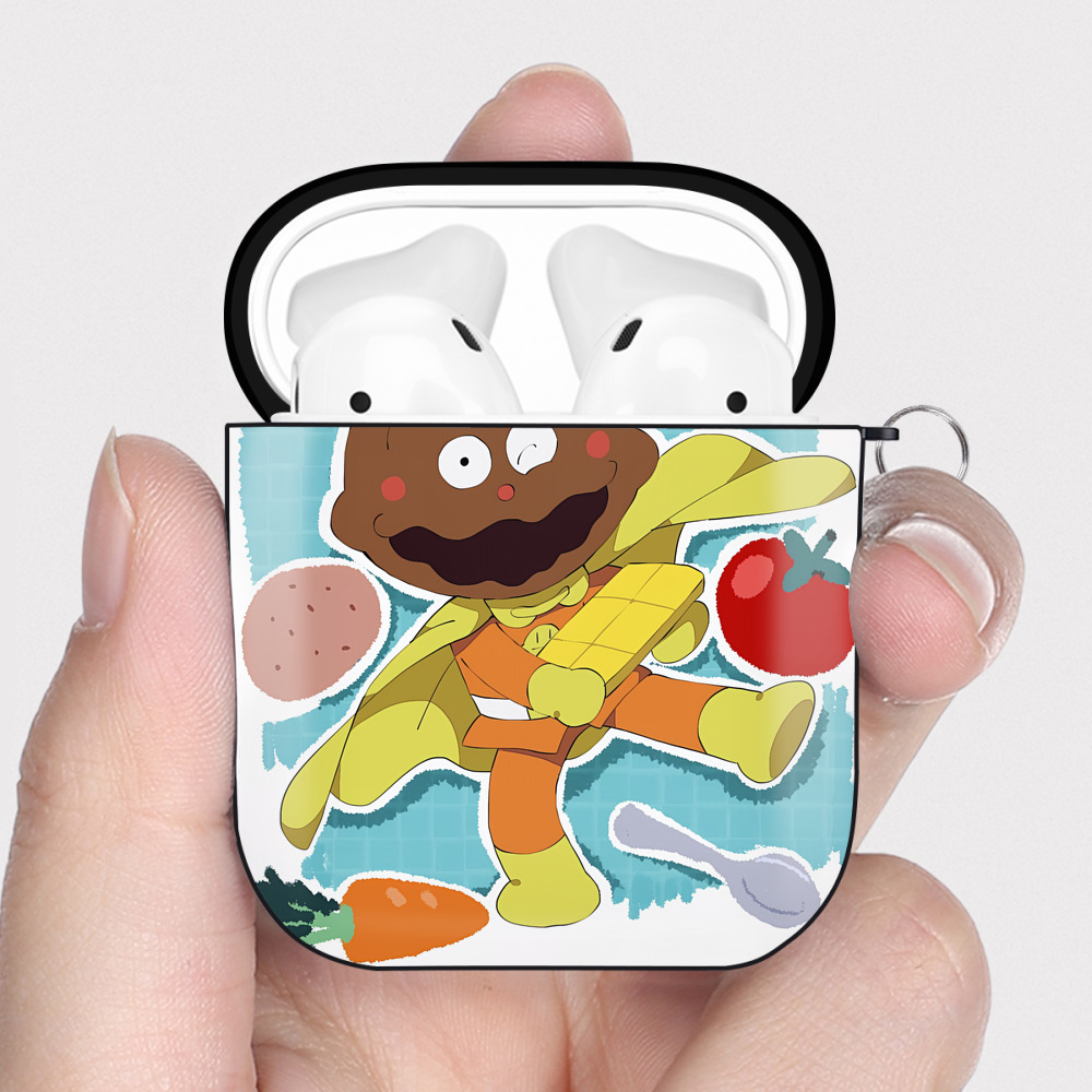 （画像用） アンパンマン Anpanman AirPods 第2世代保護ケース ハードシェル ブラック 耐衝撃・防指紋・カラビナ付き