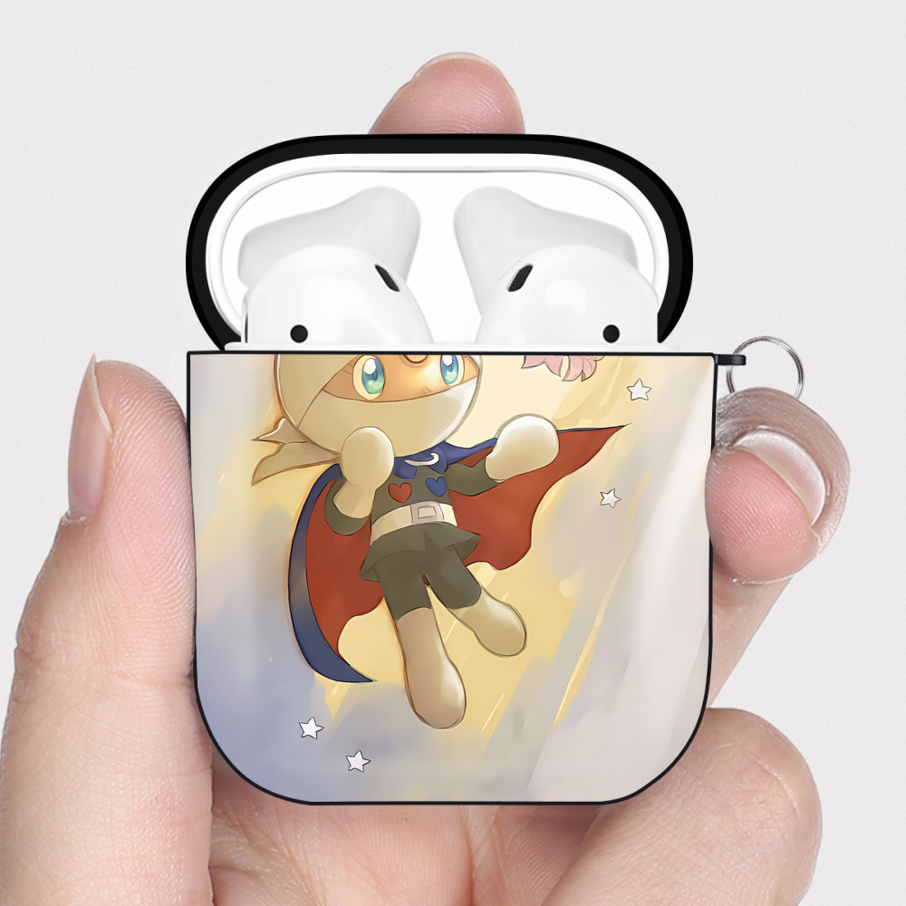 （画像用） アンパンマン Anpanman AirPods 第2世代保護ケース ハードシェル ブラック 耐衝撃・防指紋・カラビナ付き