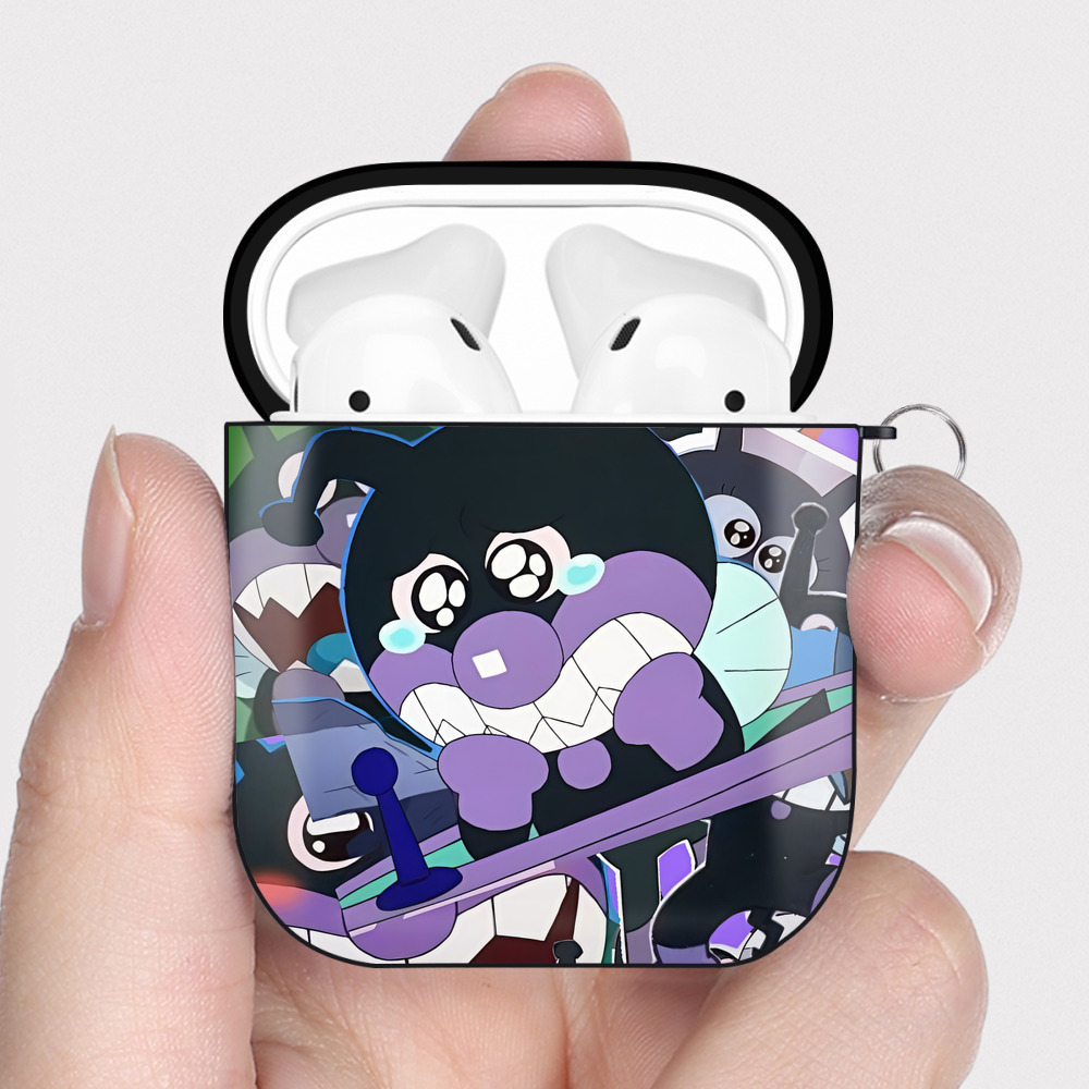 （画像用） アンパンマン Anpanman AirPods 第2世代保護ケース ハードシェル ブラック 耐衝撃・防指紋・カラビナ付き