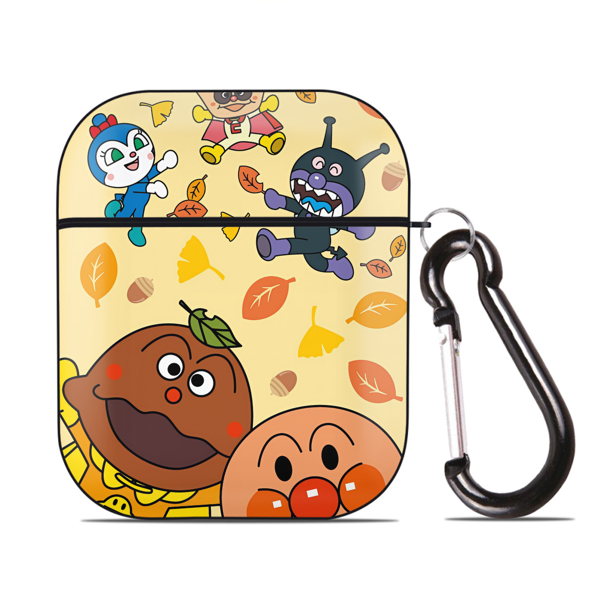 （画像用） アンパンマン Anpanman AirPods 第2世代保護ケース ハードシェル ブラック 耐衝撃・防指紋・カラビナ付き