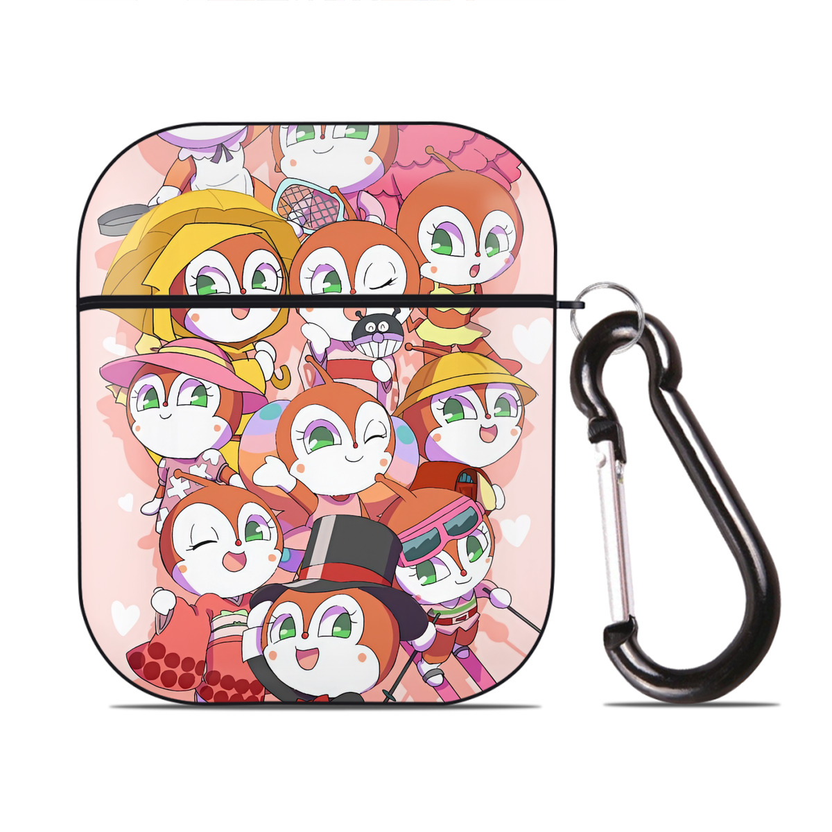 （画像用） アンパンマン Anpanman AirPods 第2世代保護ケース ハードシェル ブラック 耐衝撃・防指紋・カラビナ付き