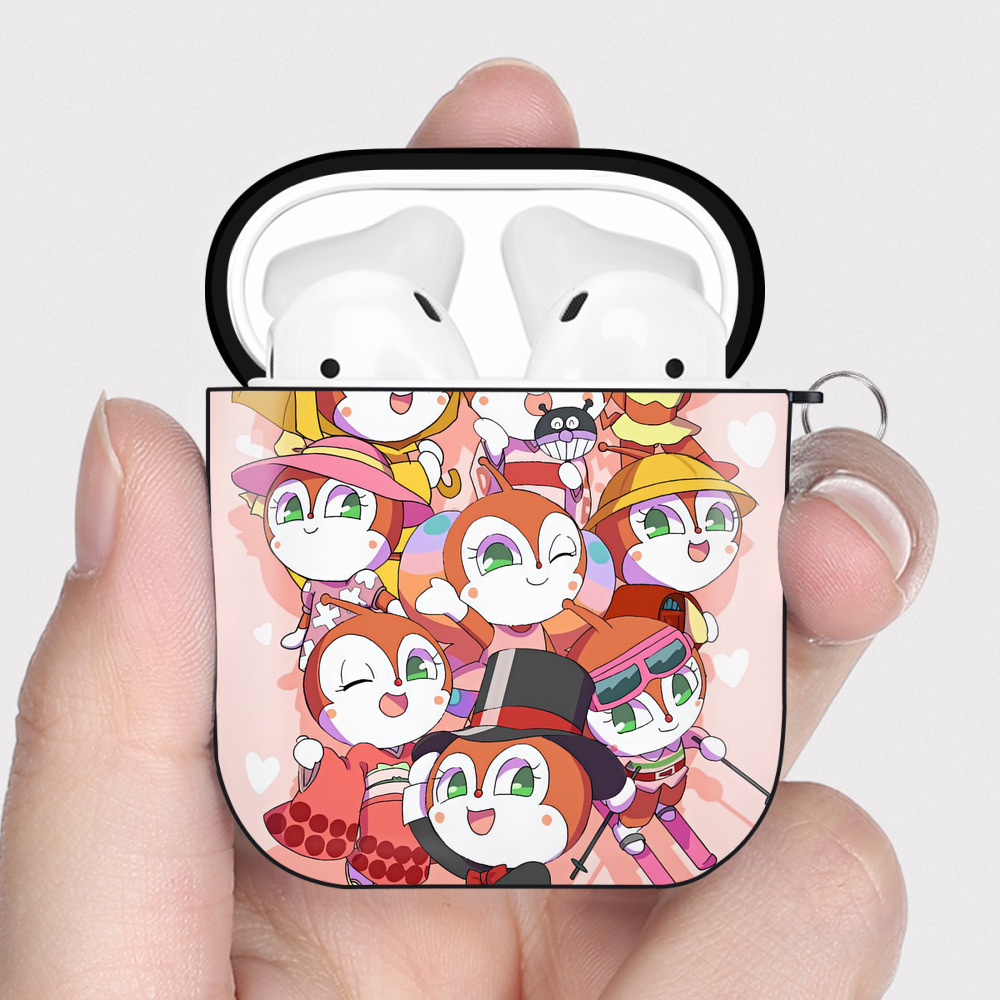 （画像用） アンパンマン Anpanman AirPods 第2世代保護ケース ハードシェル ブラック 耐衝撃・防指紋・カラビナ付き