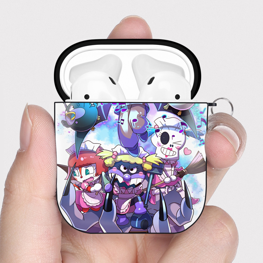 （画像用） アンパンマン Anpanman AirPods 第2世代保護ケース ハードシェル ブラック 耐衝撃・防指紋・カラビナ付き