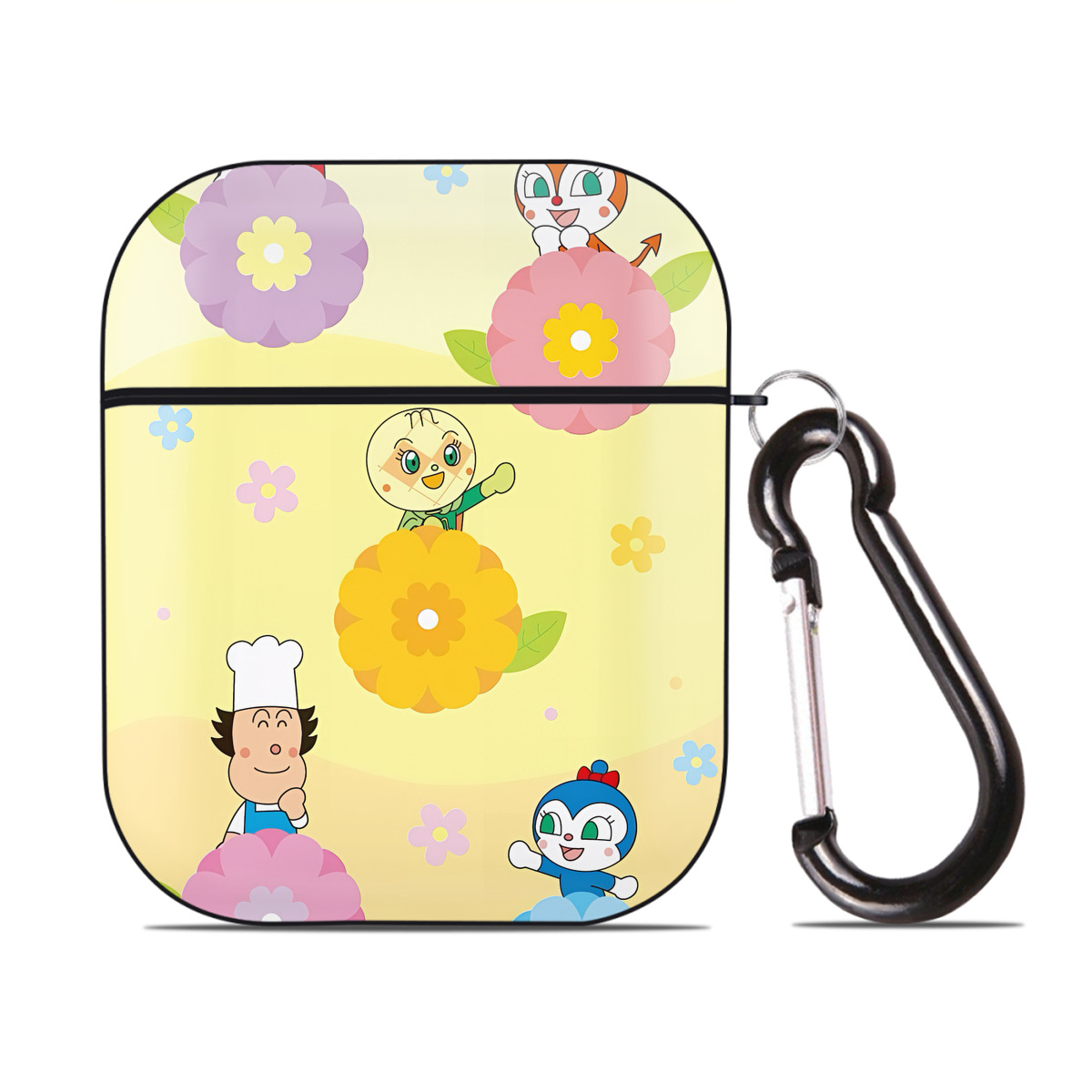 （画像用） アンパンマン Anpanman AirPods 第2世代保護ケース ハードシェル ブラック 耐衝撃・防指紋・カラビナ付き