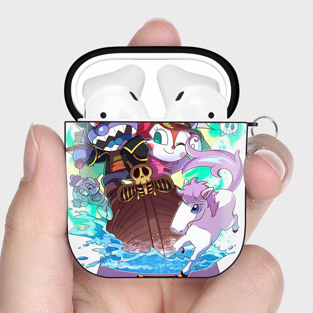 （画像用） アンパンマン Anpanman AirPods 第2世代保護ケース ハードシェル ブラック 耐衝撃・防指紋・カラビナ付き