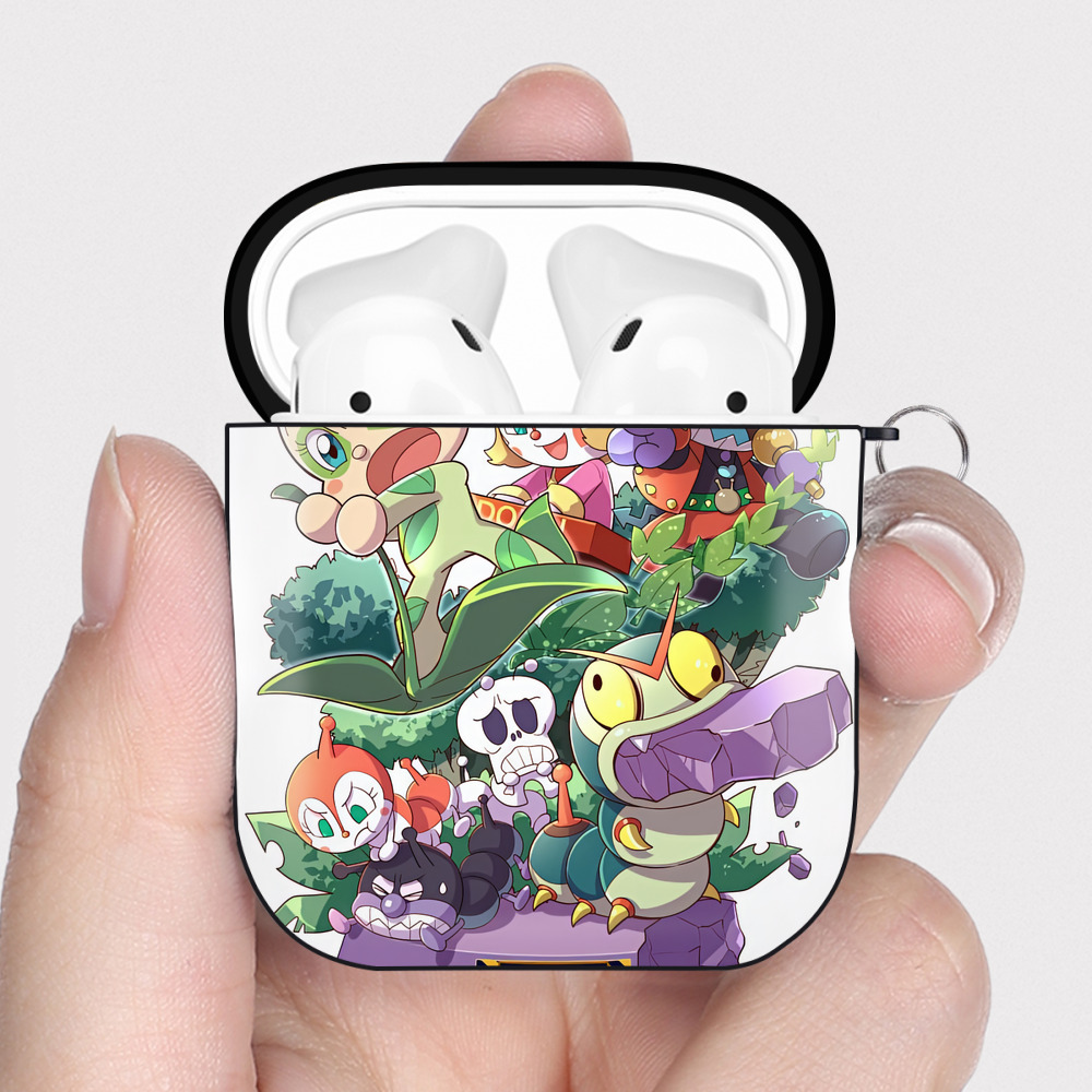 （画像用） アンパンマン Anpanman AirPods 第2世代保護ケース ハードシェル ブラック 耐衝撃・防指紋・カラビナ付き