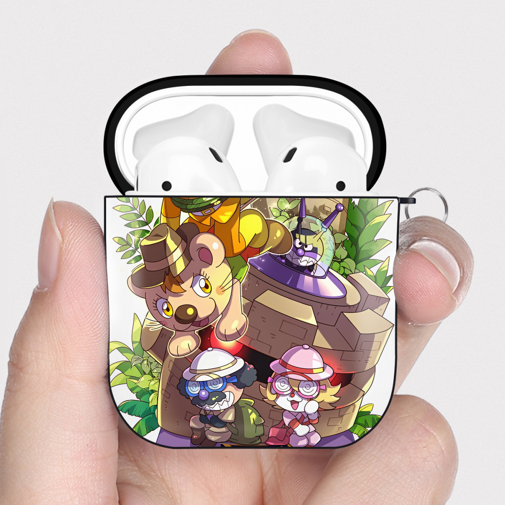 （画像用） アンパンマン Anpanman AirPods 第2世代保護ケース ハードシェル ブラック 耐衝撃・防指紋・カラビナ付き