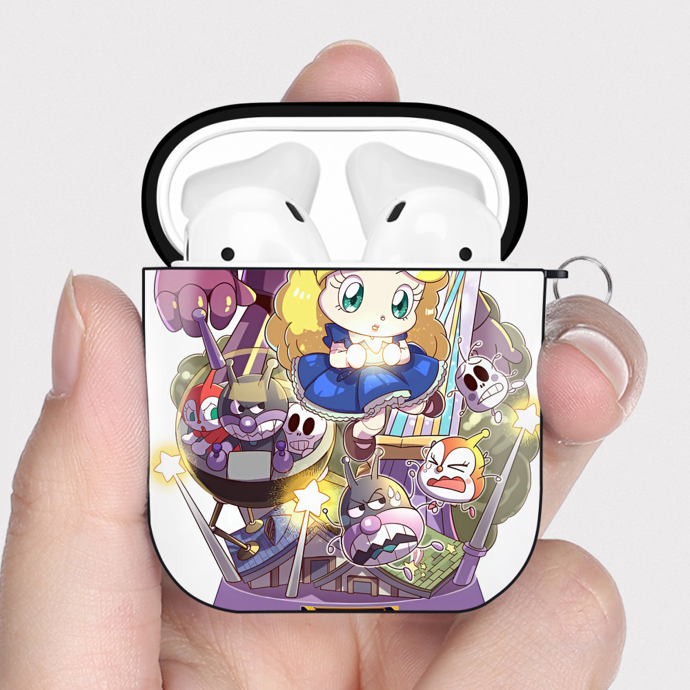 （画像用） アンパンマン Anpanman AirPods 第2世代保護ケース ハードシェル ブラック 耐衝撃・防指紋・カラビナ付き