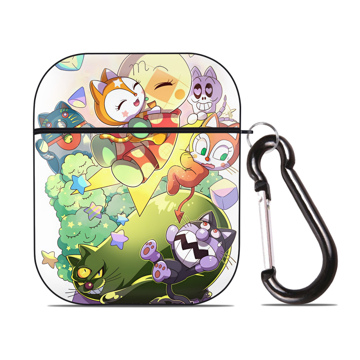 （画像用） アンパンマン Anpanman AirPods 第2世代保護ケース ハードシェル ブラック 耐衝撃・防指紋・カラビナ付き