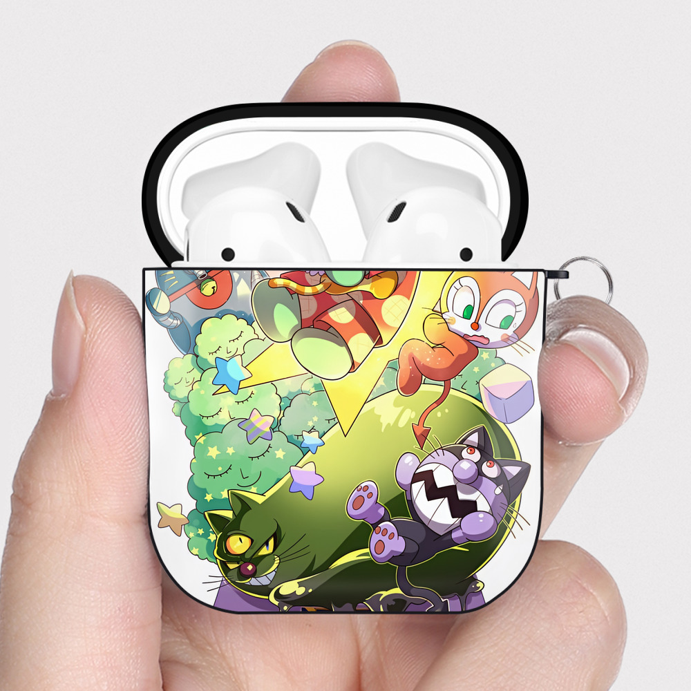 （画像用） アンパンマン Anpanman AirPods 第2世代保護ケース ハードシェル ブラック 耐衝撃・防指紋・カラビナ付き