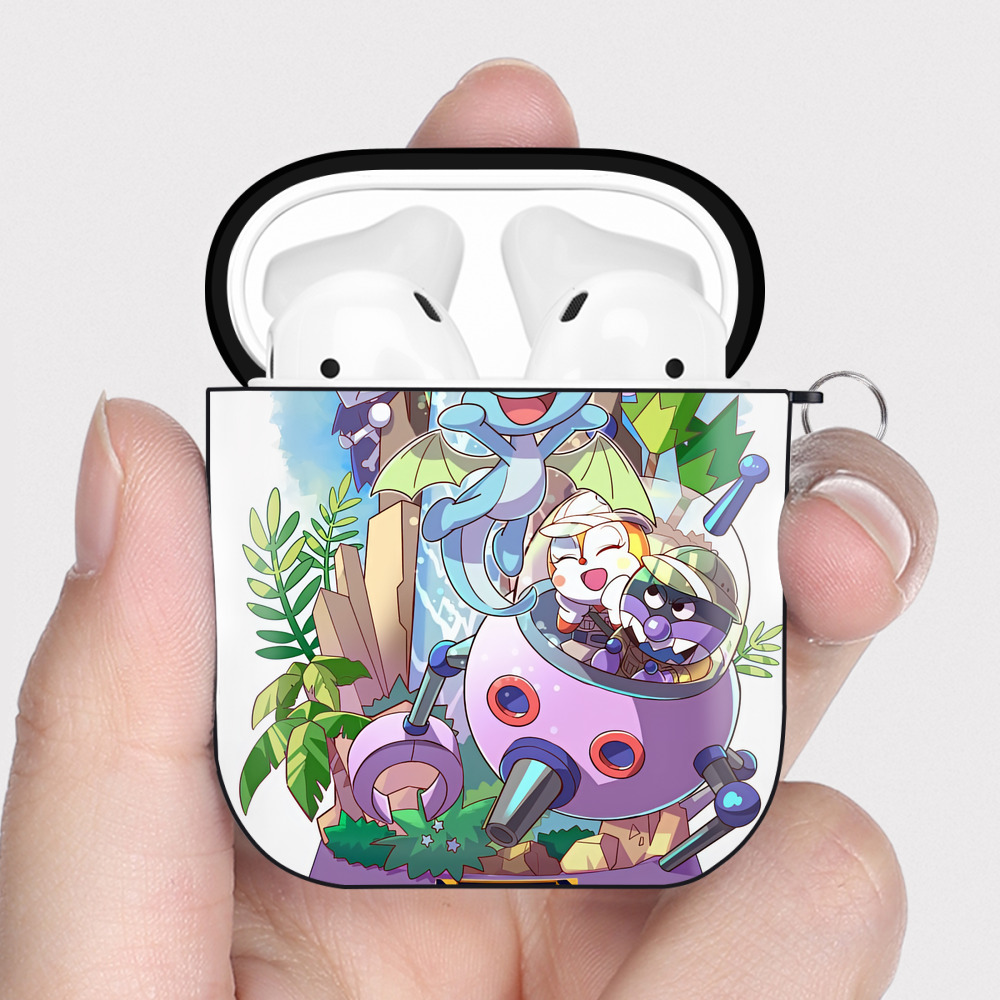 （画像用） アンパンマン Anpanman AirPods 第2世代保護ケース ハードシェル ブラック 耐衝撃・防指紋・カラビナ付き