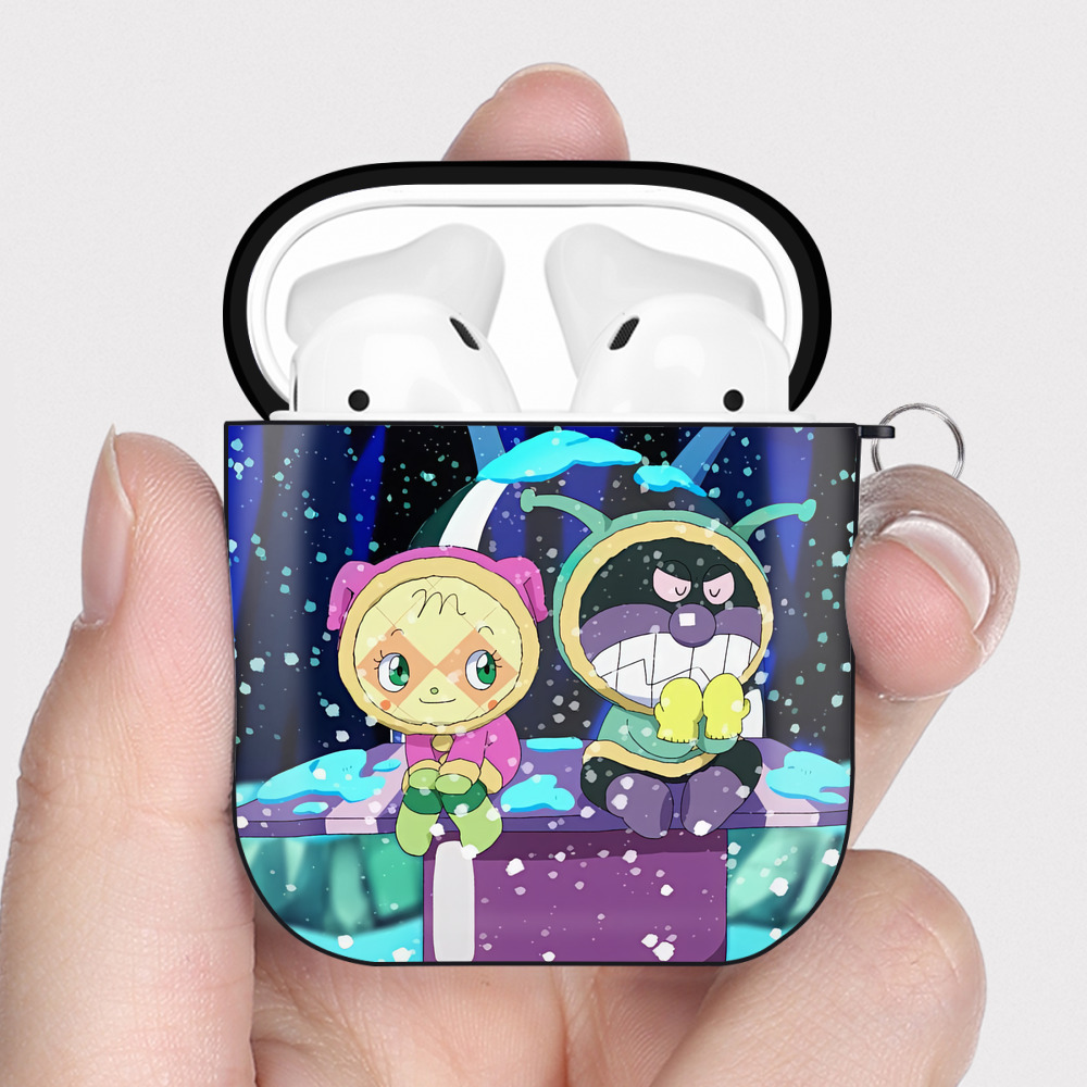 （画像用） アンパンマン Anpanman AirPods 第2世代保護ケース ハードシェル ブラック 耐衝撃・防指紋・カラビナ付き