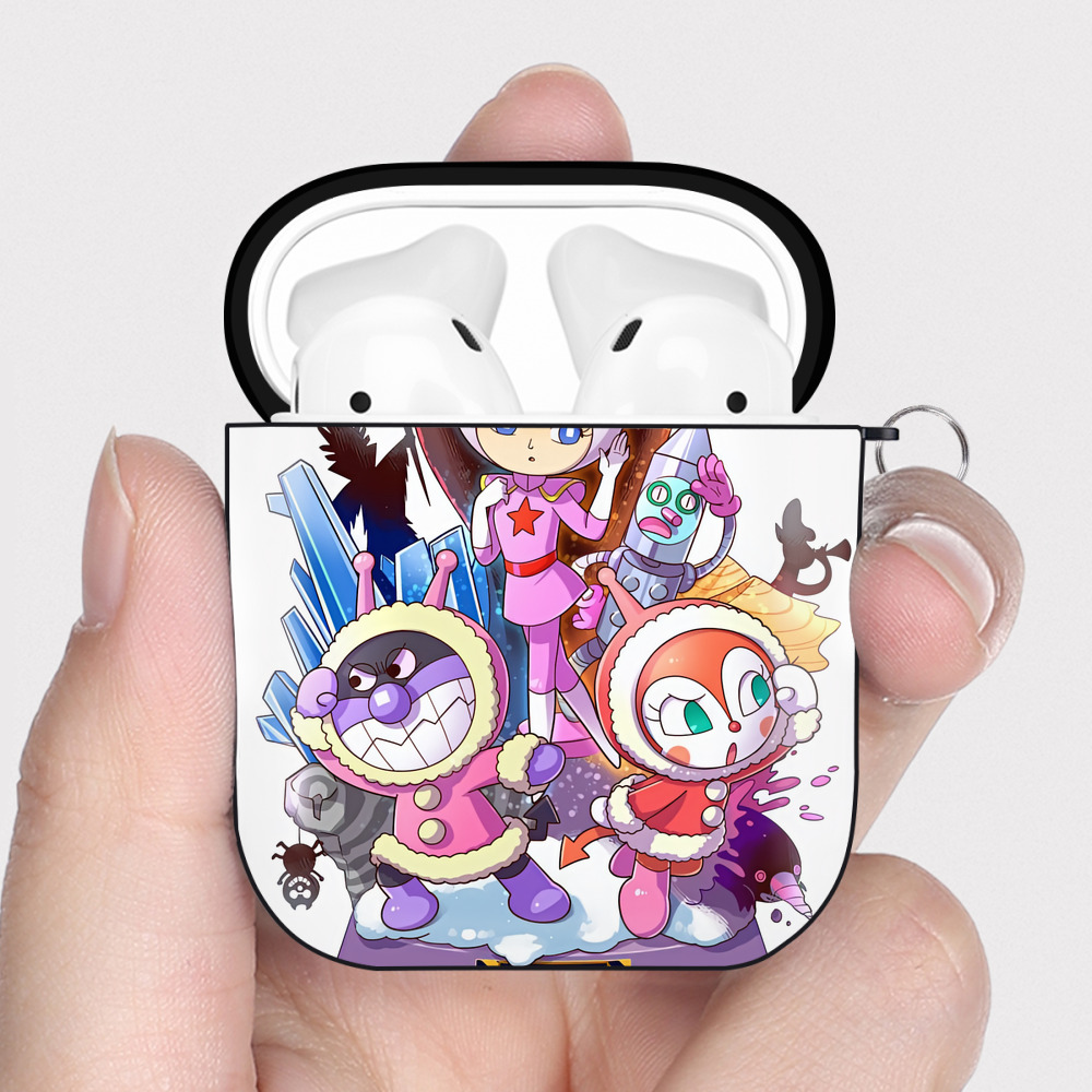 （画像用） アンパンマン Anpanman AirPods 第2世代保護ケース ハードシェル ブラック 耐衝撃・防指紋・カラビナ付き
