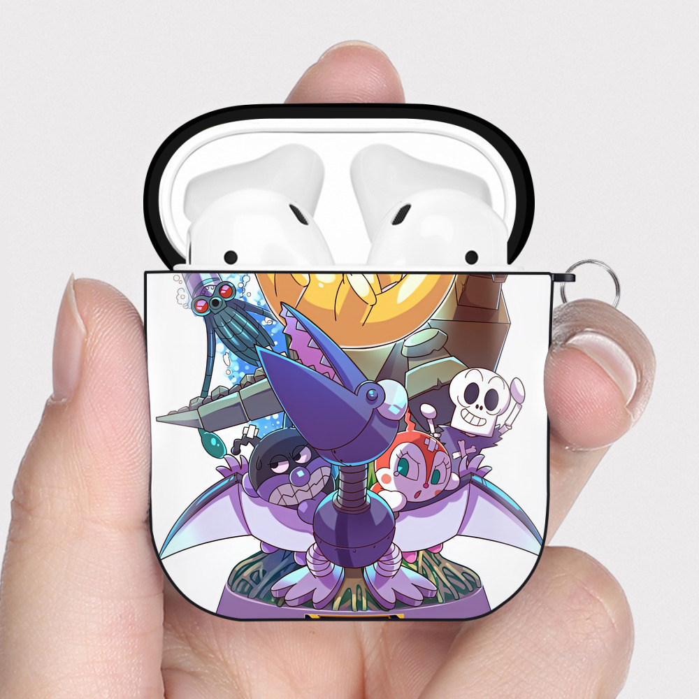 （画像用） アンパンマン Anpanman AirPods 第2世代保護ケース ハードシェル ブラック 耐衝撃・防指紋・カラビナ付き