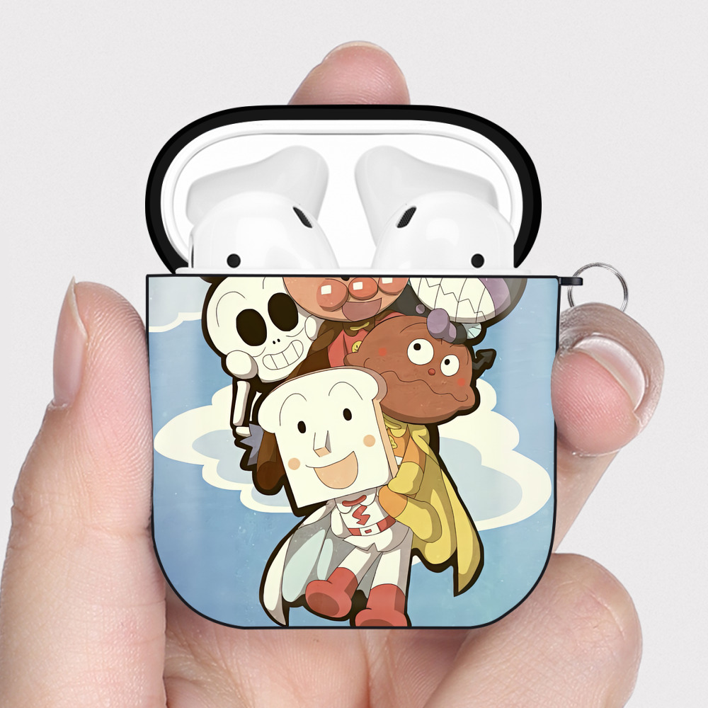 （画像用） アンパンマン Anpanman AirPods 第2世代保護ケース ハードシェル ブラック 耐衝撃・防指紋・カラビナ付き