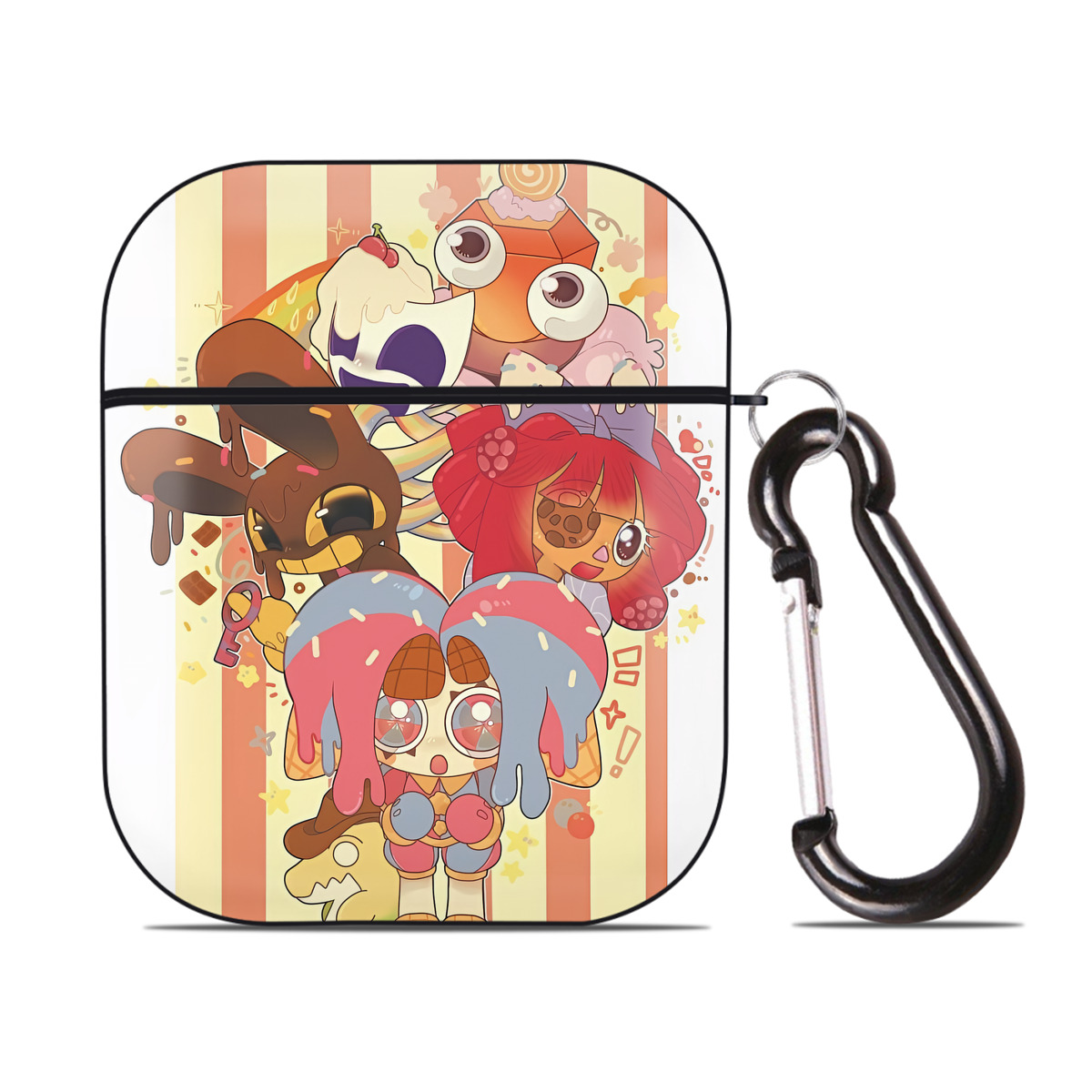 （画像用） アンパンマン Anpanman AirPods 第2世代保護ケース ハードシェル ブラック 耐衝撃・防指紋・カラビナ付き