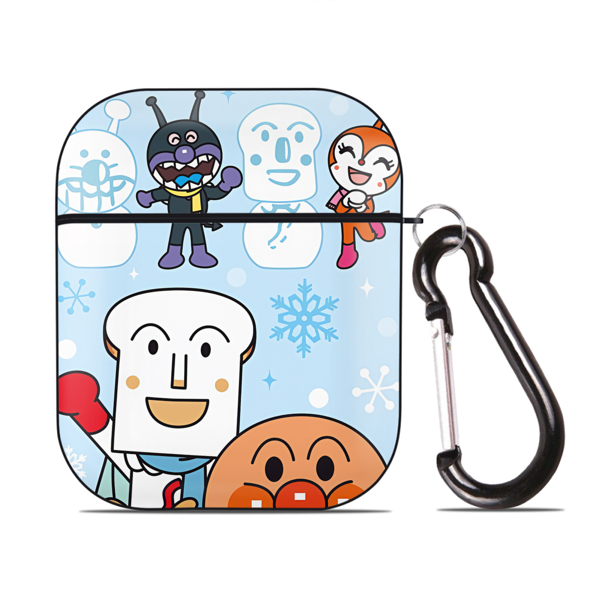 （画像用） アンパンマン Anpanman AirPods 第2世代保護ケース ハードシェル ブラック 耐衝撃・防指紋・カラビナ付き