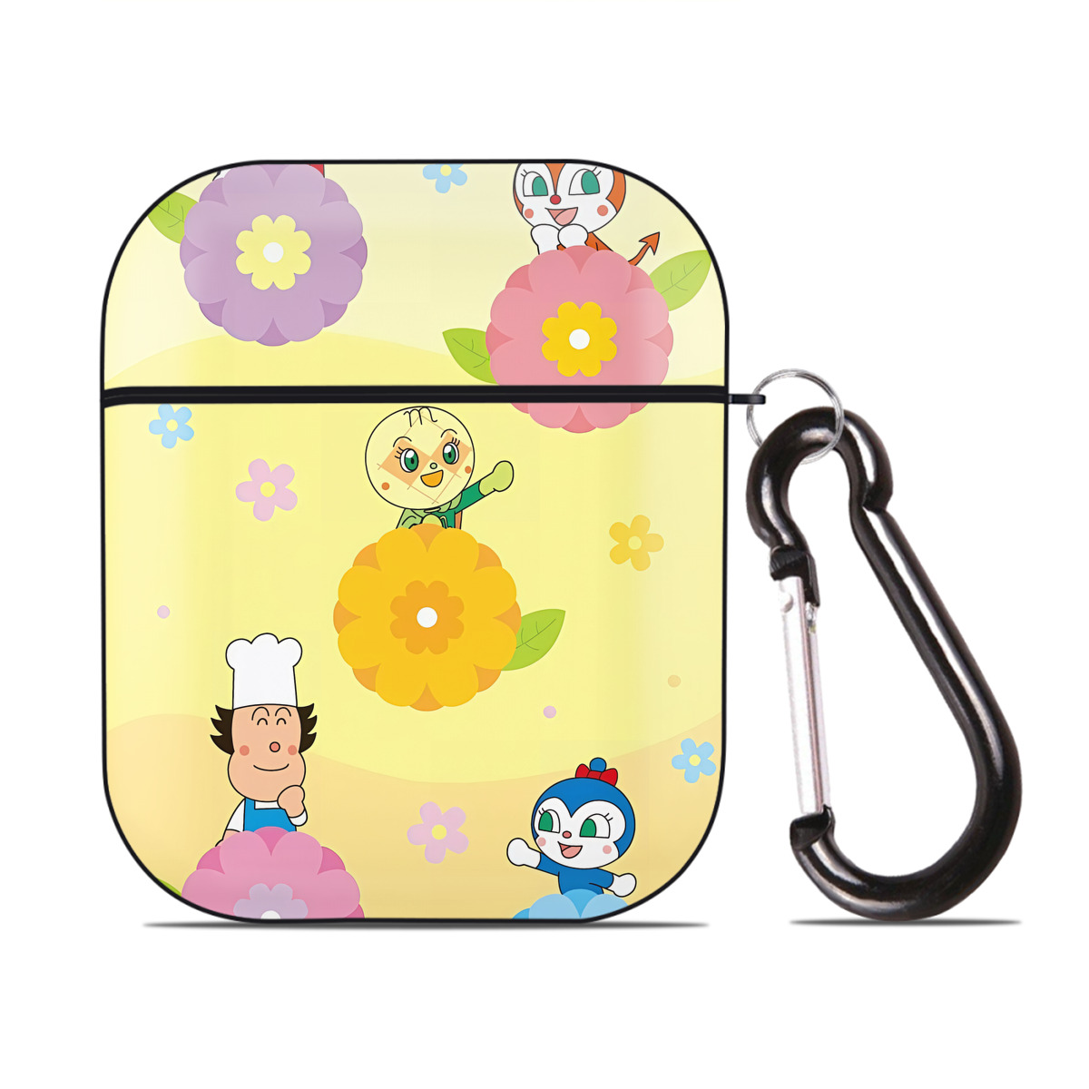 （画像用） アンパンマン Anpanman AirPods 第2世代保護ケース ハードシェル ブラック 耐衝撃・防指紋・カラビナ付き