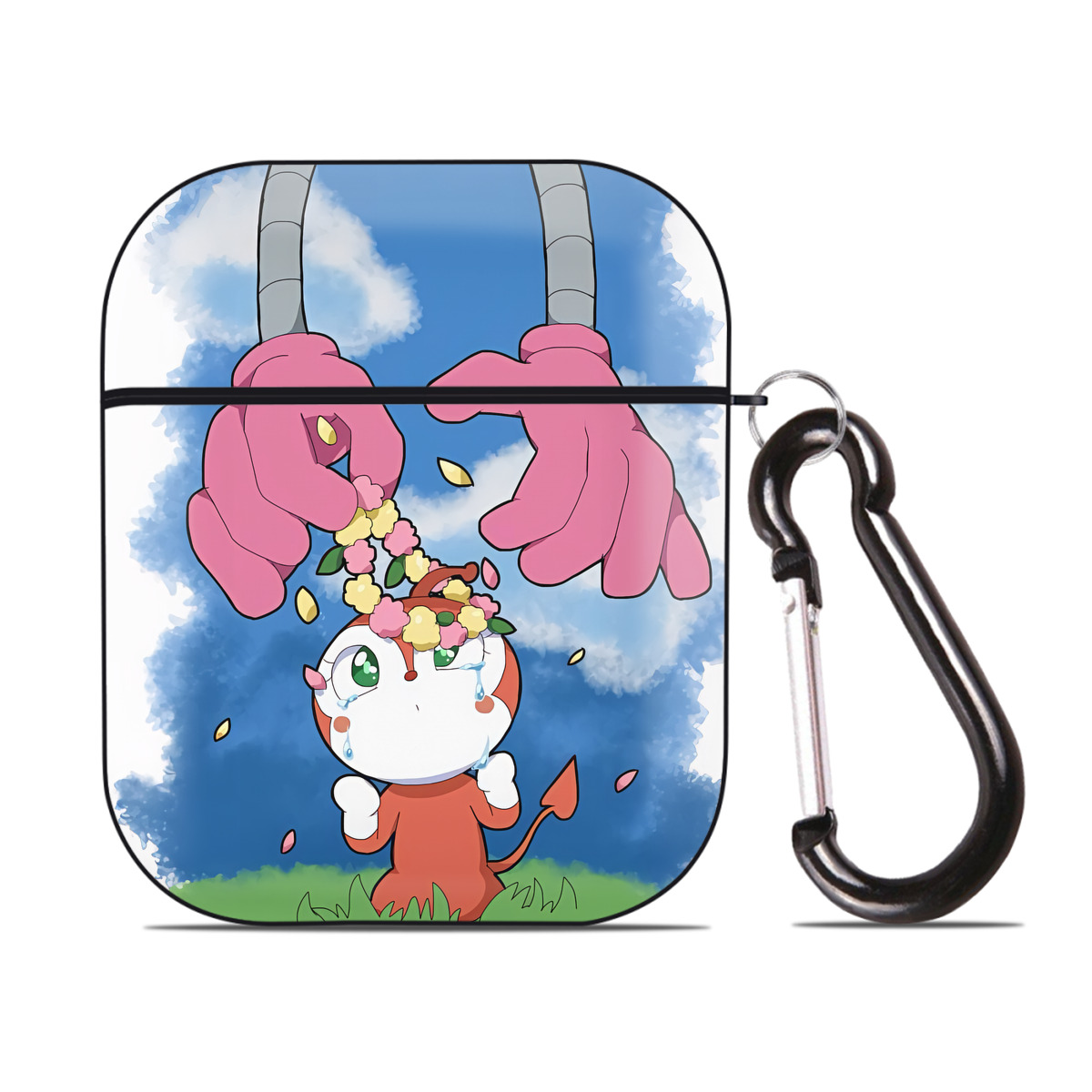 （画像用） アンパンマン Anpanman AirPods 第2世代保護ケース ハードシェル ブラック 耐衝撃・防指紋・カラビナ付き